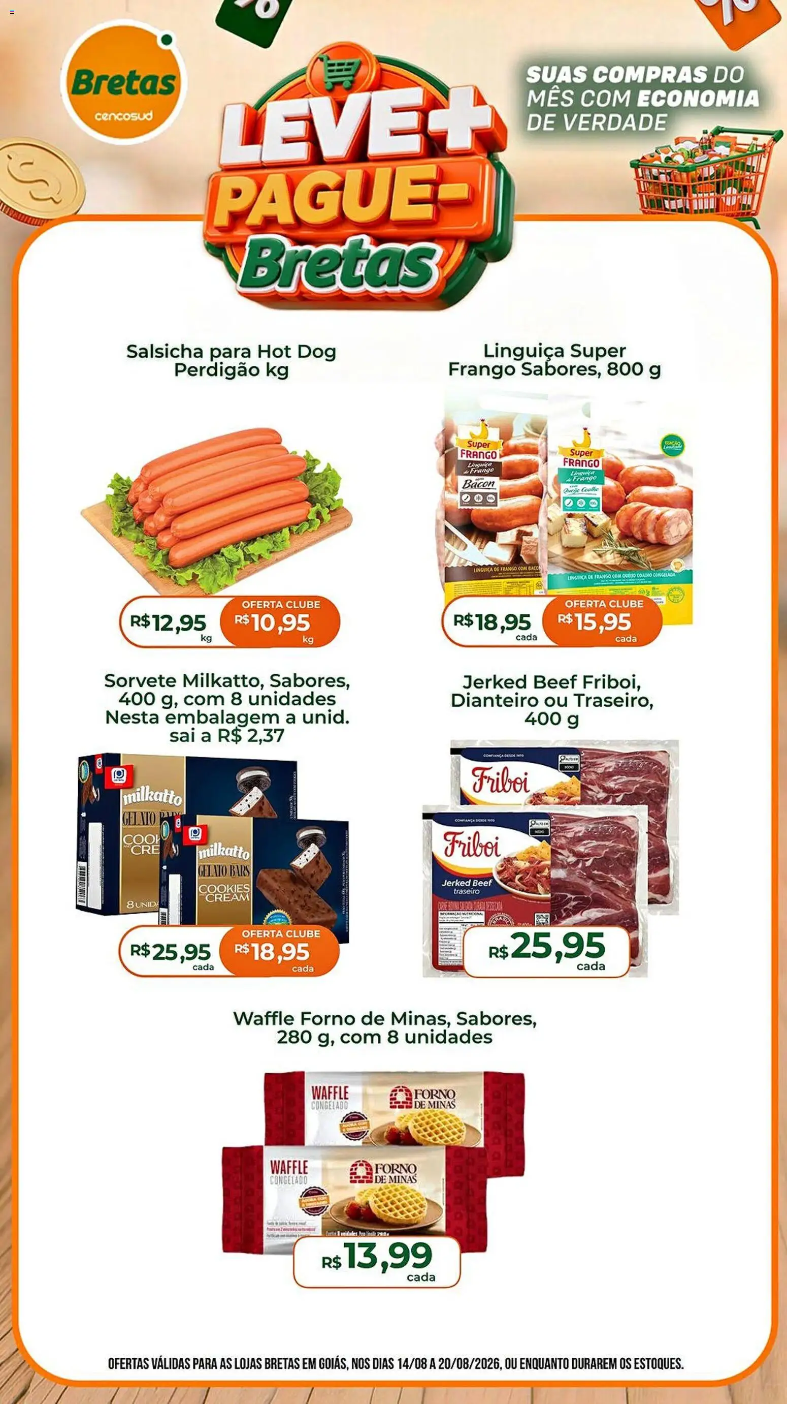 Bretas Folheto - válido de 14/08/2026 | Página: 2 | Produtos: Forno, Queijo, Sorvete, Frango