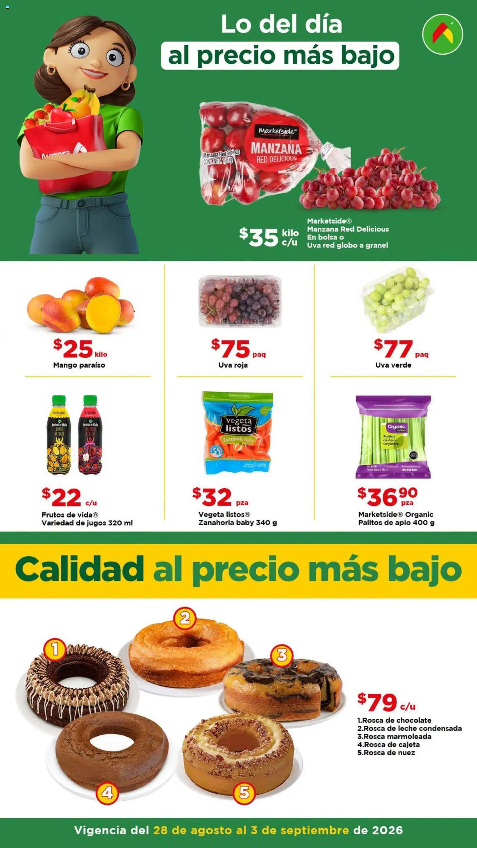 Nuevas ofertas de Bodega Aurrerá válidas en toda la República Mexicana desde el 28/08/2026. ¡Encuentra las mejores ofertas en Bodega Aurrerá folleto Precio más bajo siempre! | Página: 3 | Productos: Leche condensada, Mango, Nuez, Zanahoria