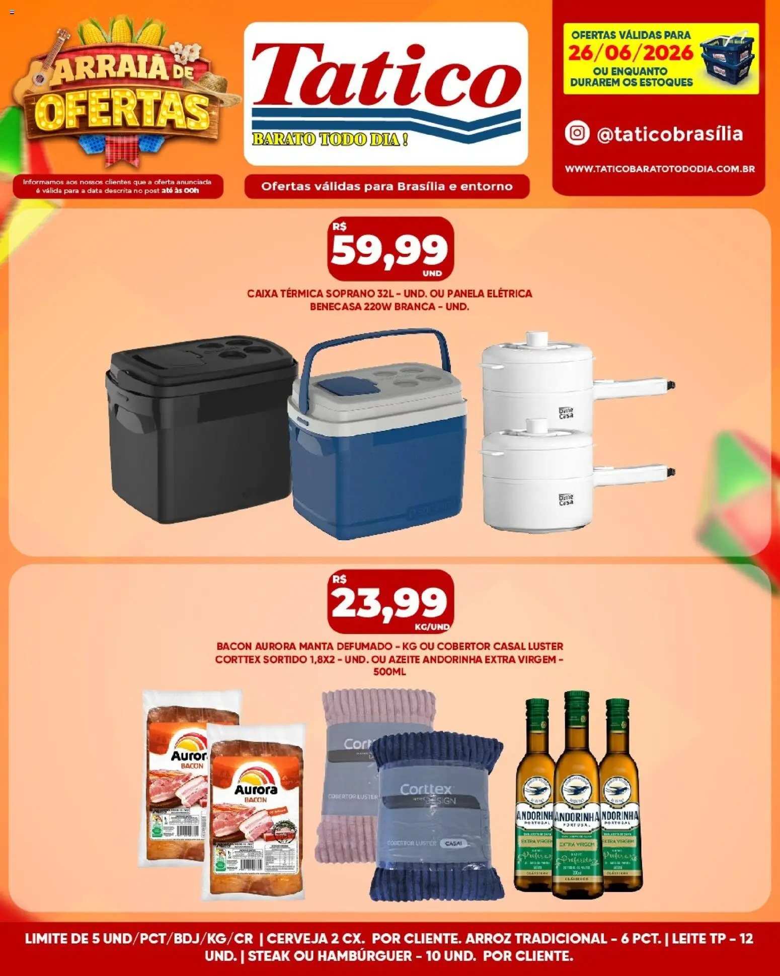 Tatico Folheto - válido de 26/06/2026 | Página: 14 | Produtos: Panela elétrica, Caixa, Cerveja, Azeite