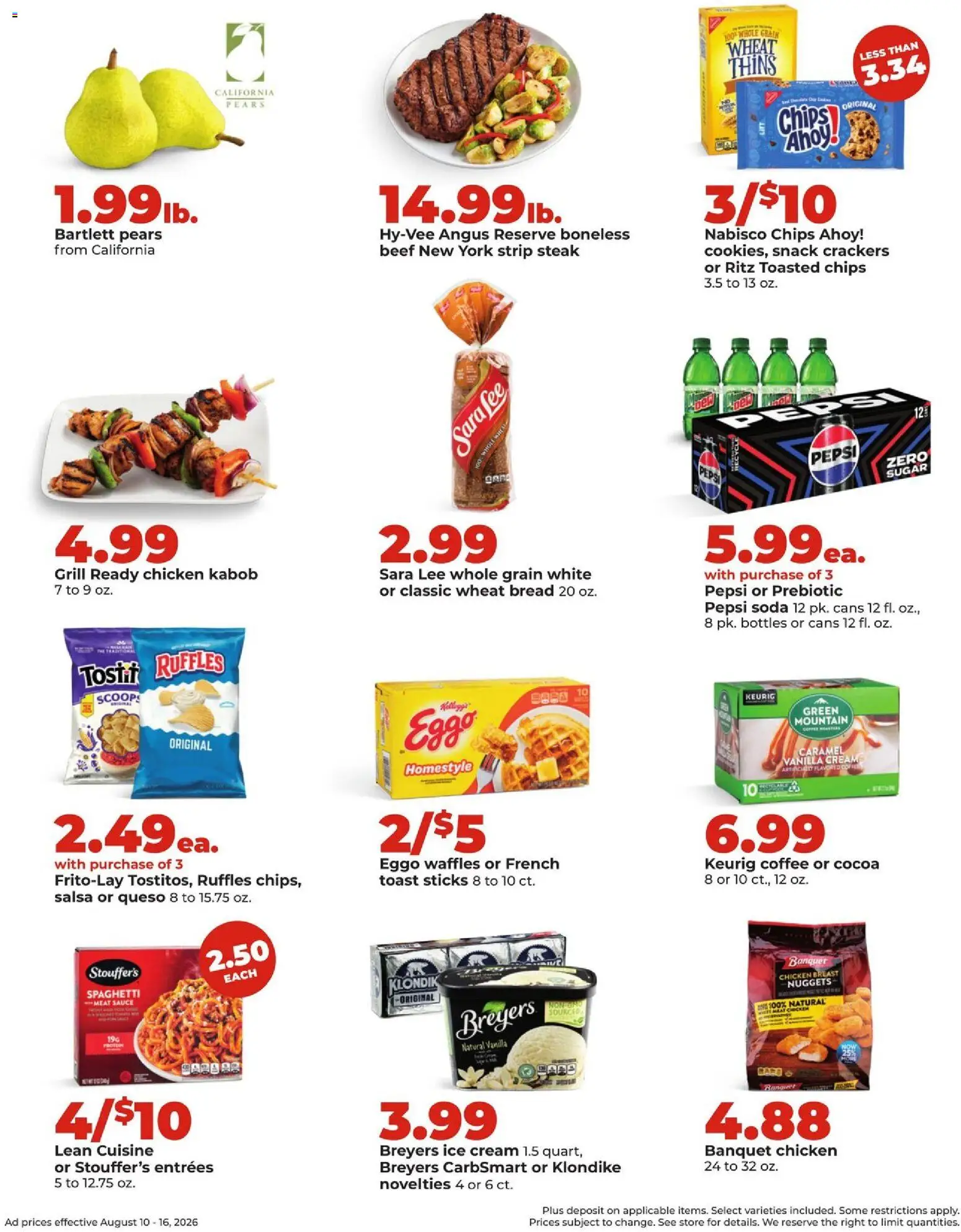 HyVee Weekly Ad - valid from 08/10/2026 | Page: 2 | Products: Chips, Cream, Spaghetti, Pears