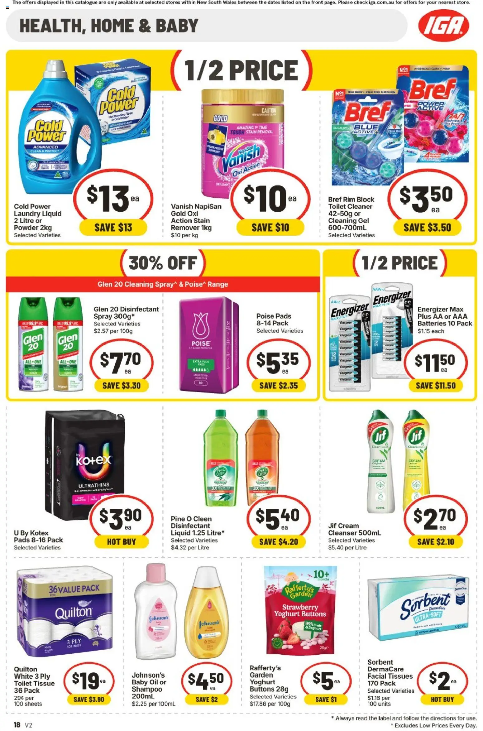IGA catalogue - valid from 30/09/2026 | Page: 14 | Products: Toilet, Cleaner, Laundry, Tissues
