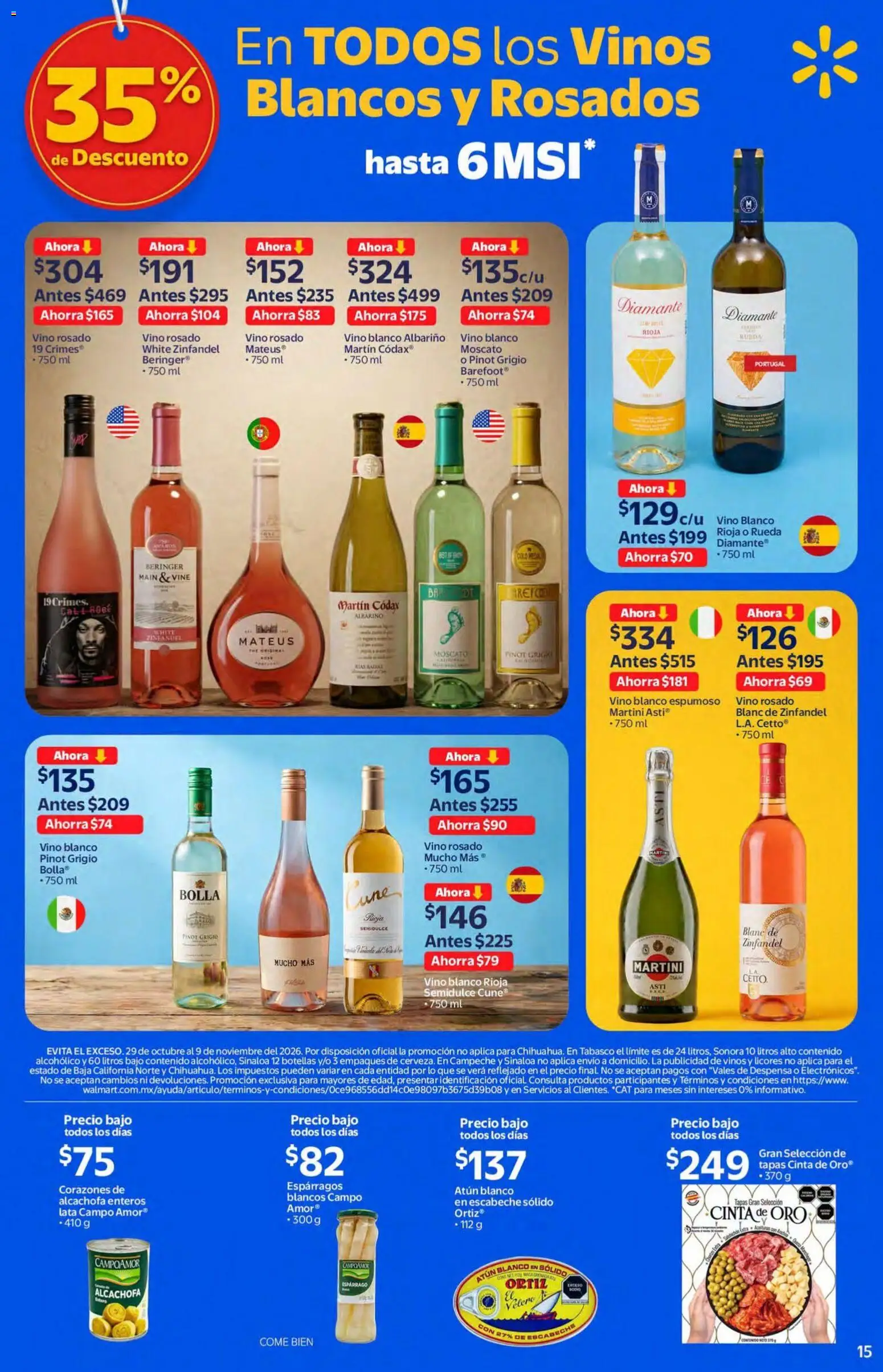 Nuevas ofertas de Walmart Express válidas en toda la República Mexicana desde el 29/10/2026. ¡Encuentra las mejores ofertas en Walmart Express folleto Vinos y Licores! | Página: 15