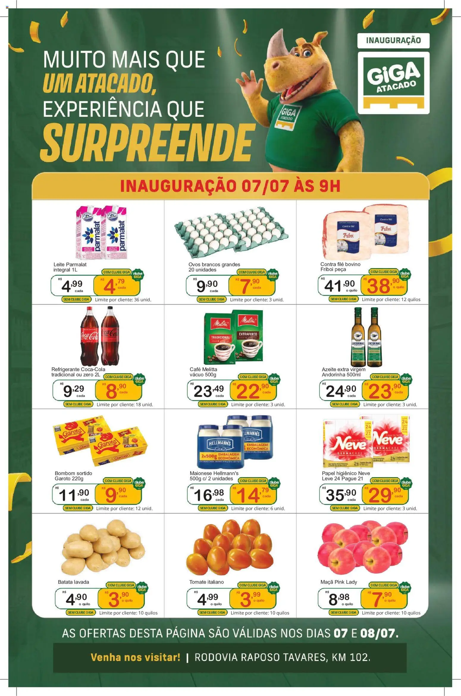 GIGA Atacado Folheto - válido de 07/07/2026 | Página: 1 | Produtos: Leite, Maionese, Bombom, Papel higiênico