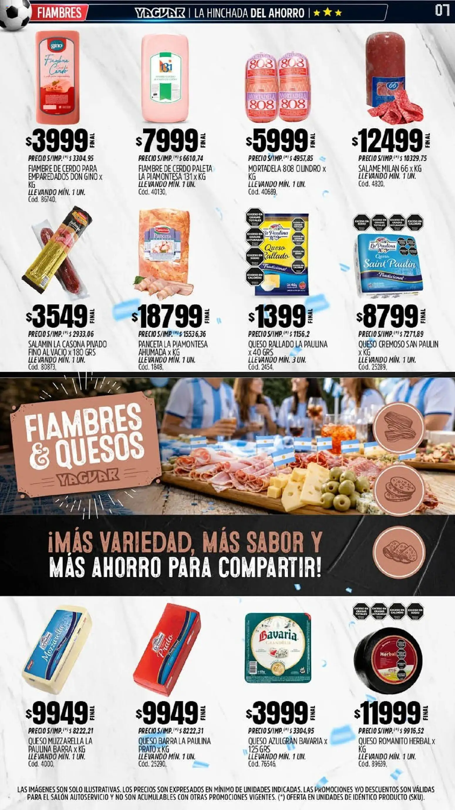 Yaguar - Oferta Semanal Córdoba │ válido desde el 08.06.2026 | Página: 7 | Productos: Mortadela, Muzzarella, Panceta, Paleta