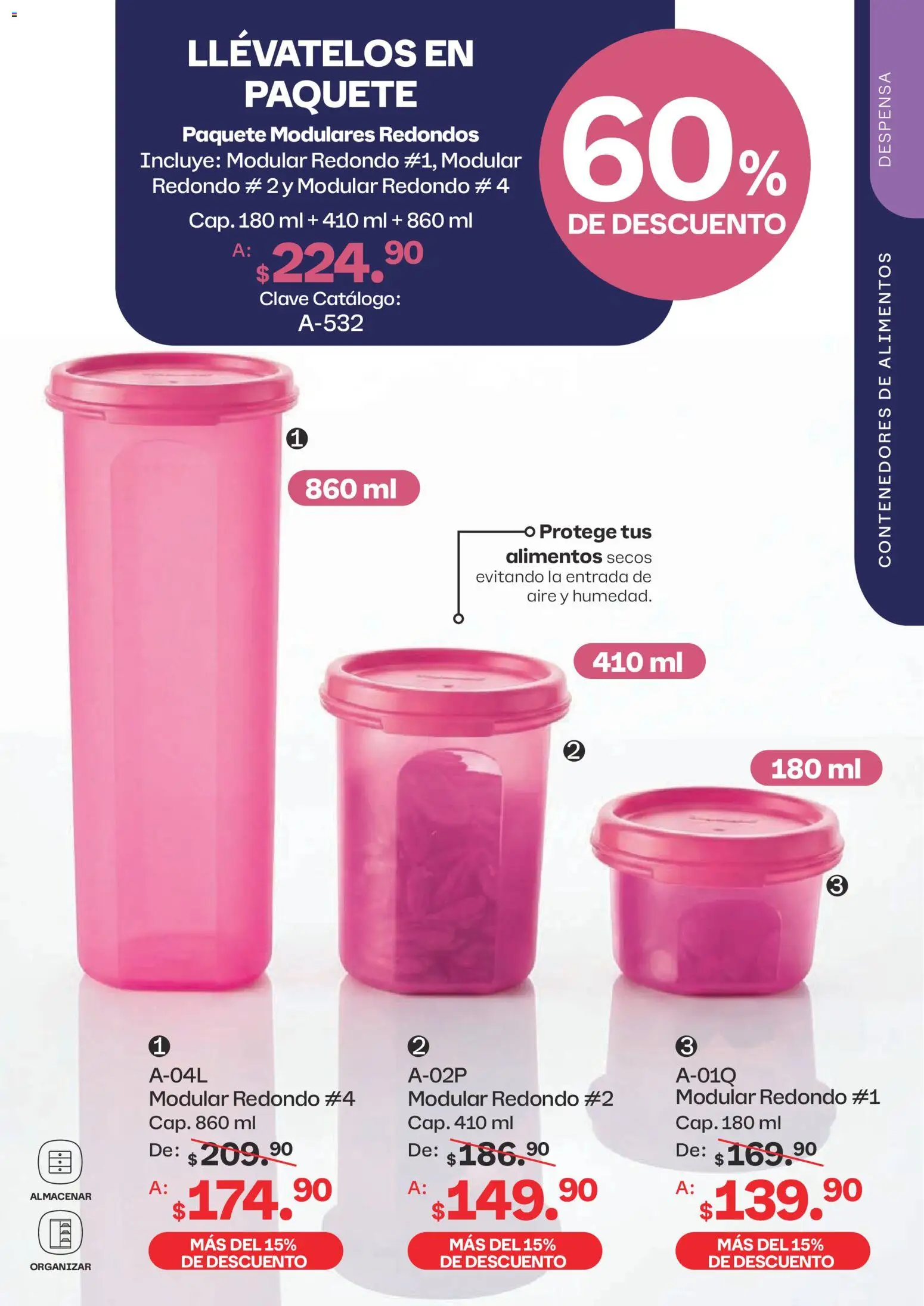 Nuevas ofertas de Tupperware válidas en toda la República Mexicana desde el 13/07/2026. ¡Encuentra las mejores ofertas en Tupperware catálogo! | Página: 71 | Productos: Modular, Despensa