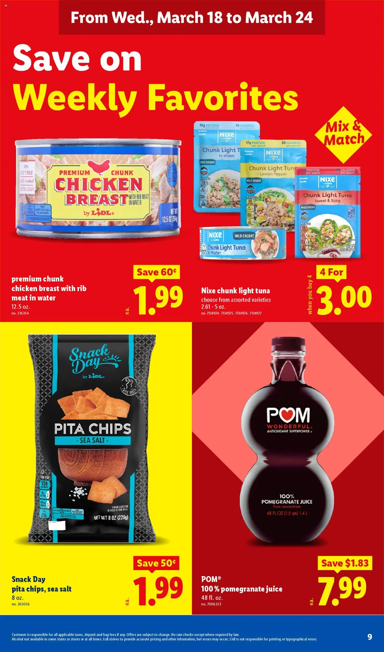 Lidl Weekly Ad - valid from 18.03.2026 | Page: 9 | Products: Juice, Chips, Pepper, Lemon