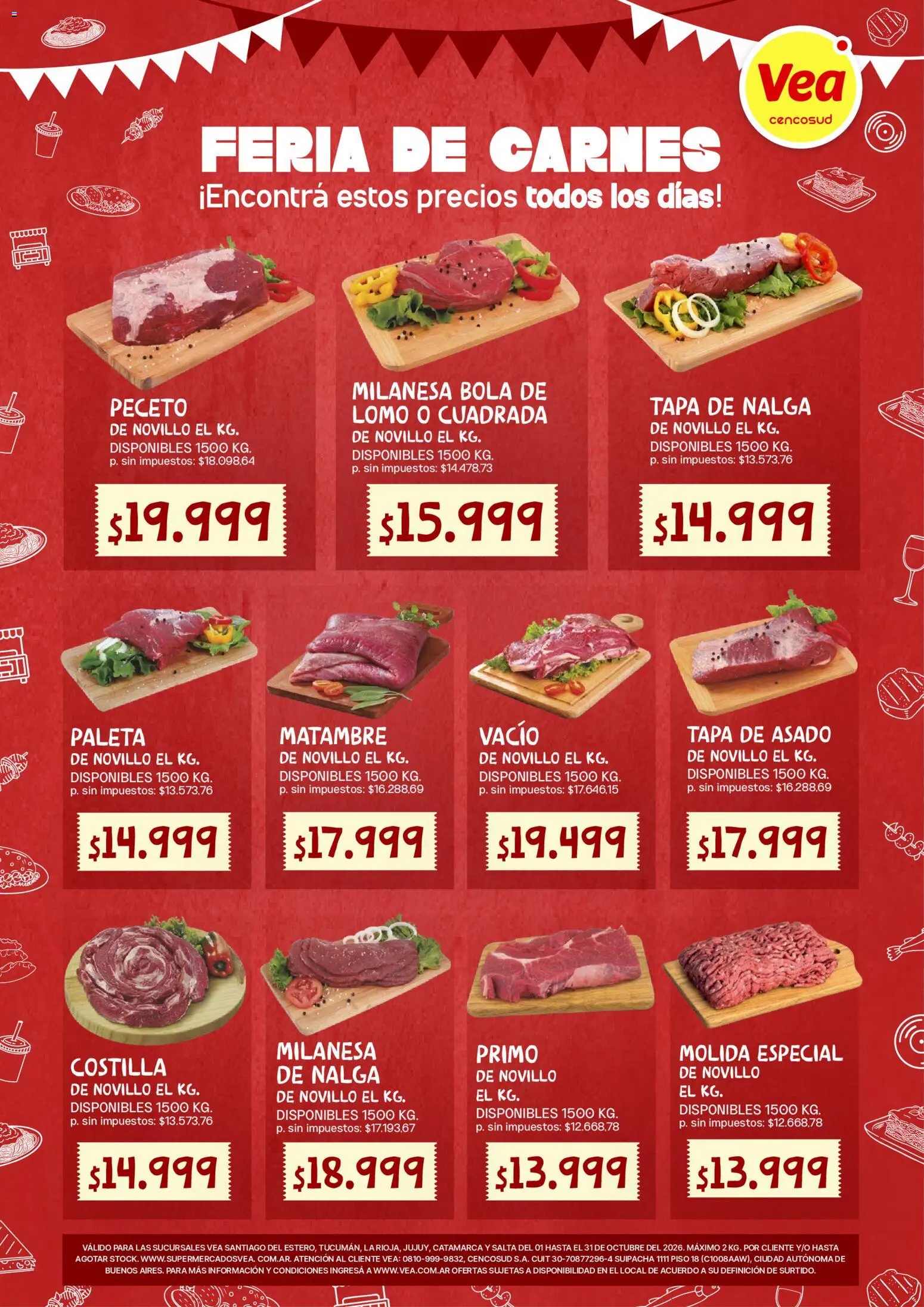 Vea - Folleto Feria de Carnes │ válido desde el 01/10/2026 | Página: 1 | Productos: Lomo, Milanesa, Paleta