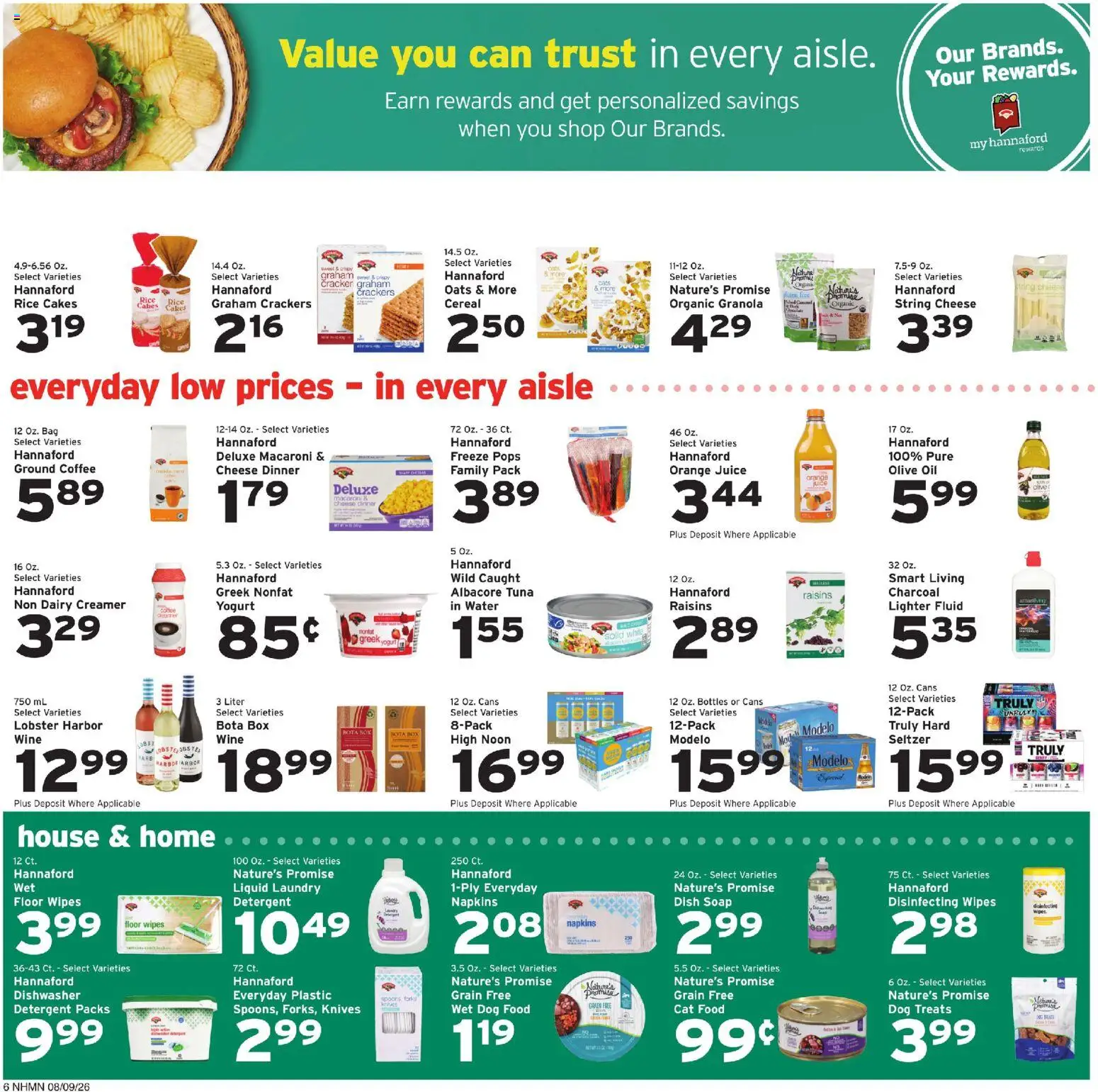 Hannaford Weekly Flyer - valid from 08/09/2026 | Page: 10 | Products: Dog Treats, Yogurt, Oil, Cereal
