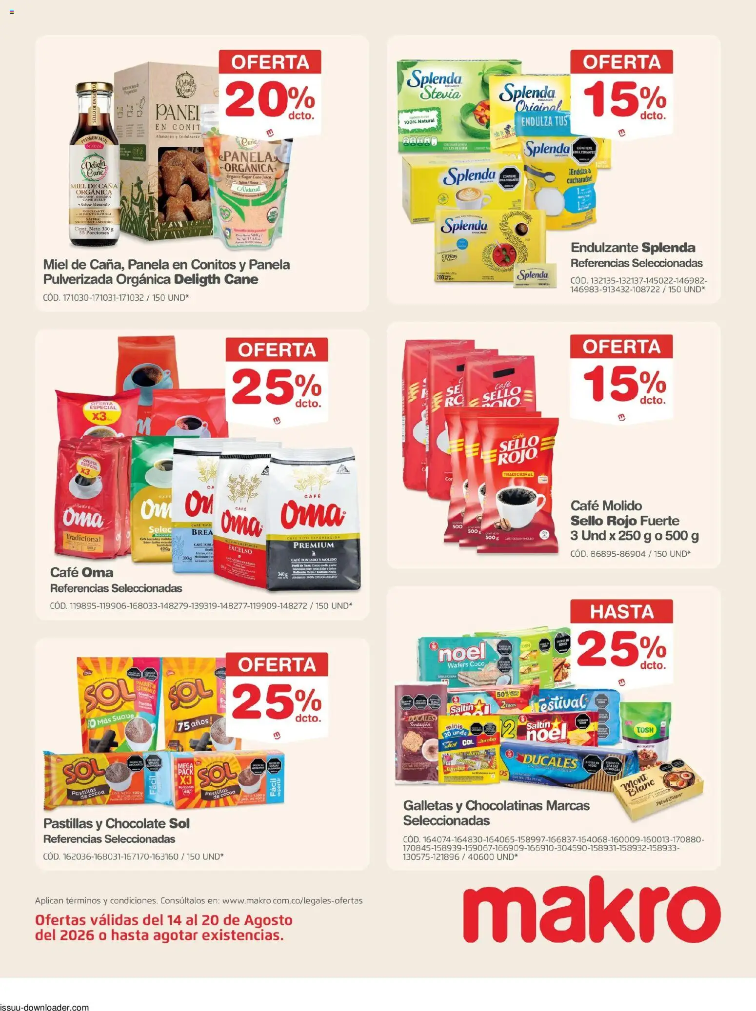 Makro revista - valida desde el 14/08/2026 | Página: 17 | Productos: Café molido, Café, Chocolate, Endulzante