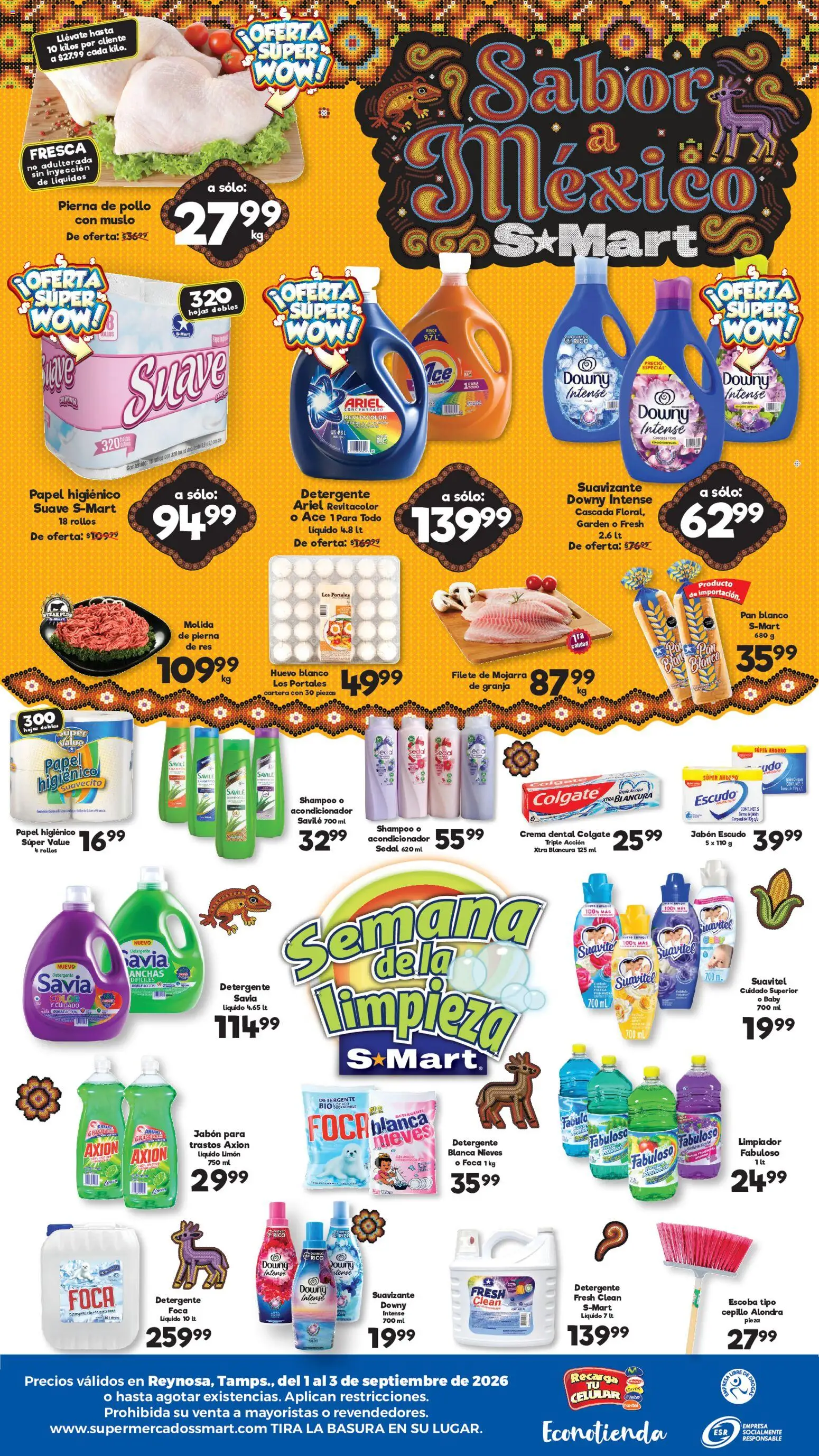 Nuevas ofertas de S-Mart válidas en toda la República Mexicana desde el 01/09/2026. ¡Encuentra las mejores ofertas en S-Mart folleto Reynosa! | Página: 2 | Productos: Pollo, Limón, Pan, Suavizante