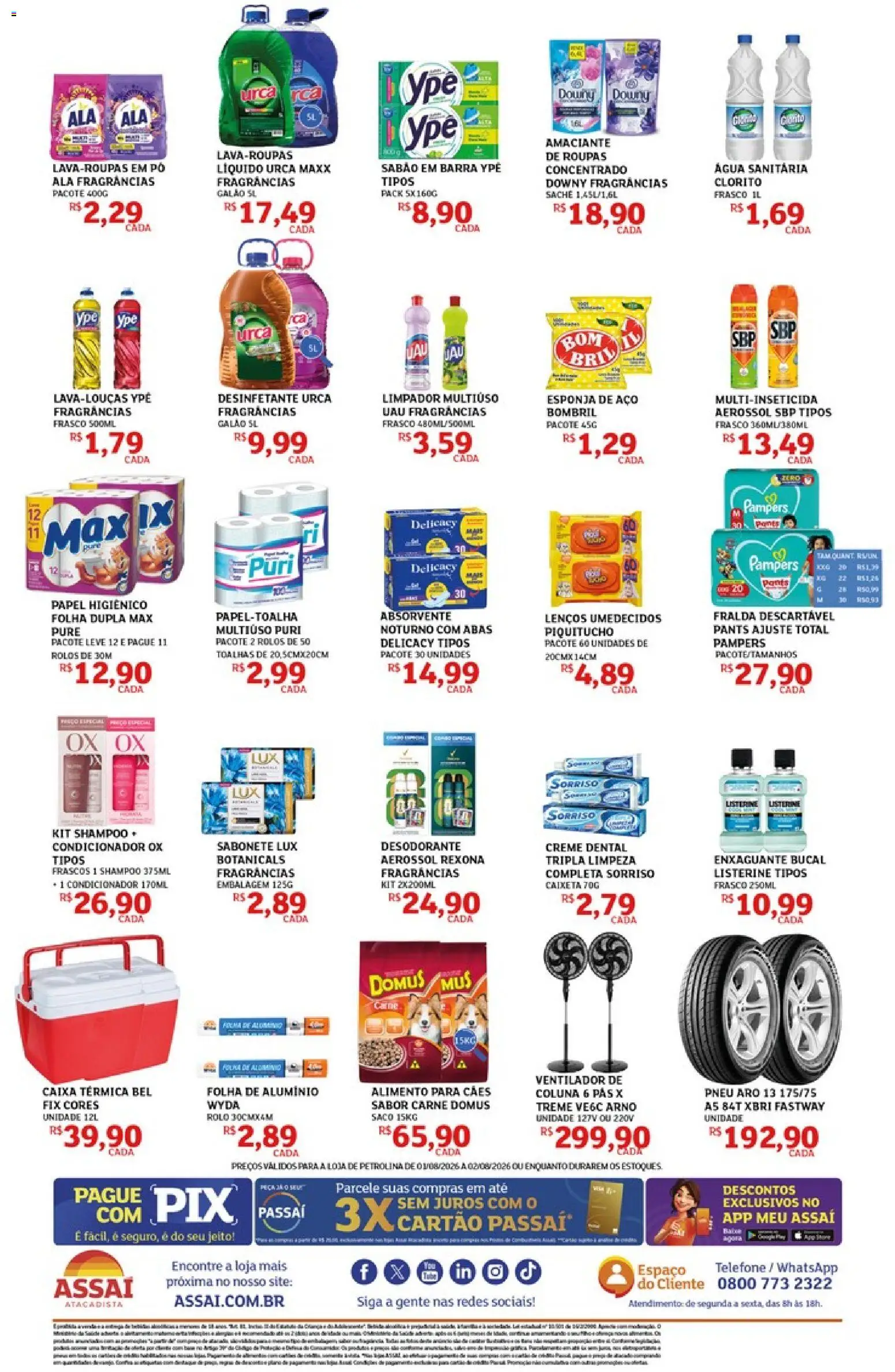 Assaí Atacadista Folheto - válido de 01/08/2026 | Página: 4 | Produtos: Sabão em barra, Caixa térmica, Caixa, Carne