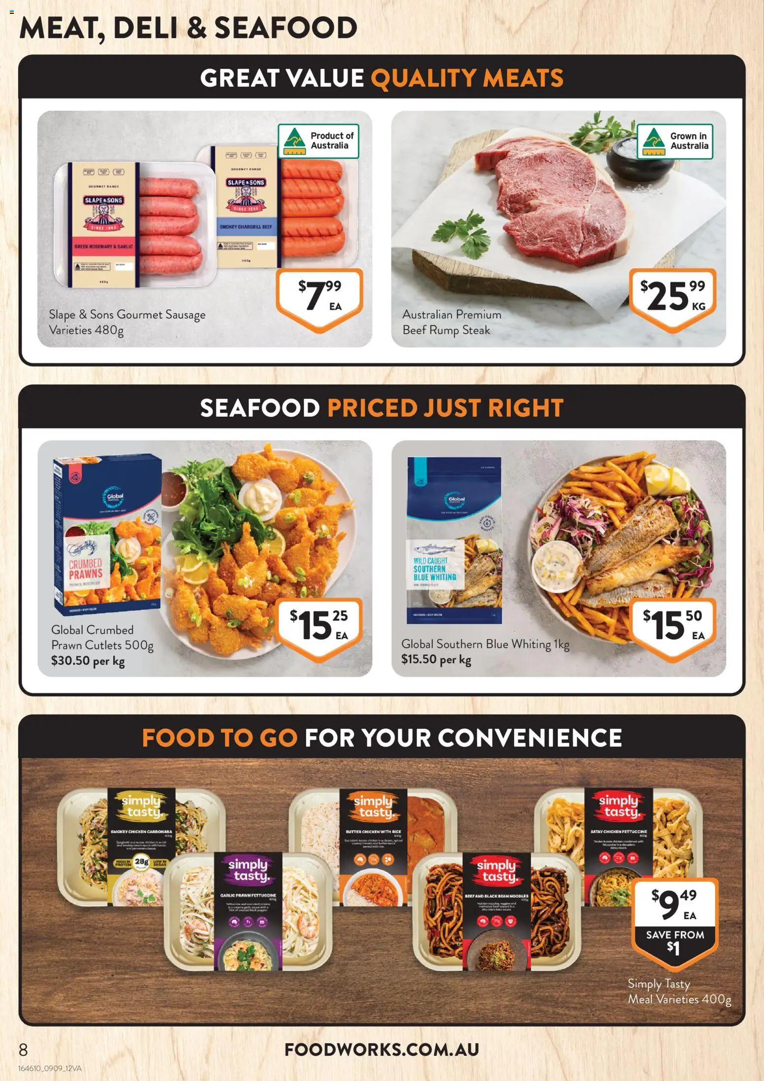 Foodworks catalogue - valid from 09/09/2026 | Page: 8 | Products: Butter, Sausage, Garlic, Rump steak