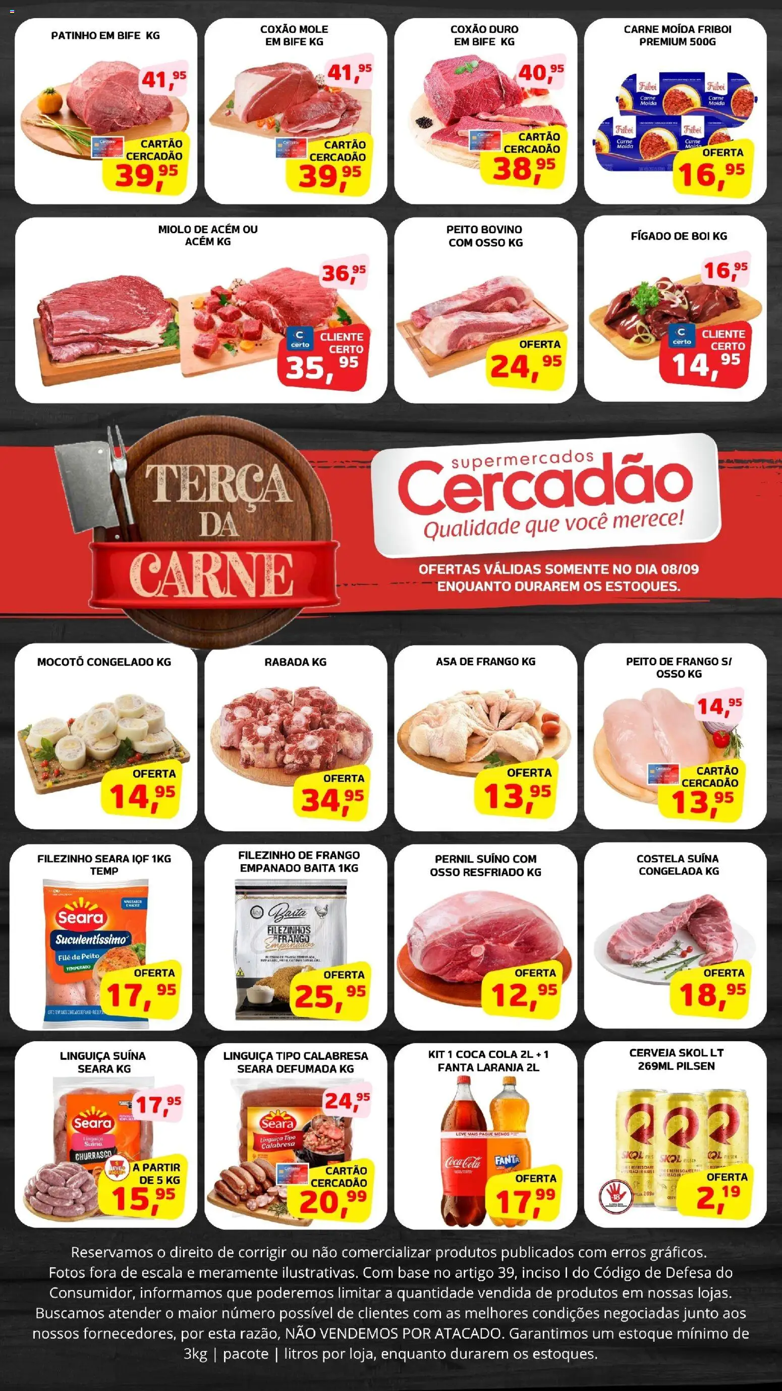 Cercadão Folheto - válido de 08/09/2026 | Página: 1 | Produtos: Linguiça, Pernil, Pernil suíno, Carne moida friboi