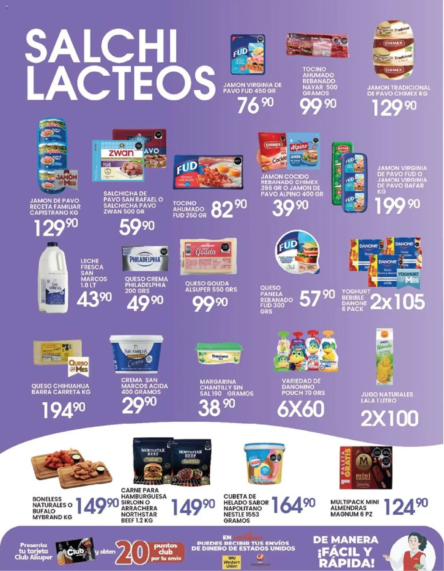 Nuevas ofertas de Alsuper válidas en toda la República Mexicana desde el 05.05.2026. ¡Encuentra las mejores ofertas en Alsuper folleto Calera! | Página: 3 | Productos: Tocino, Queso crema, Queso, Jugo