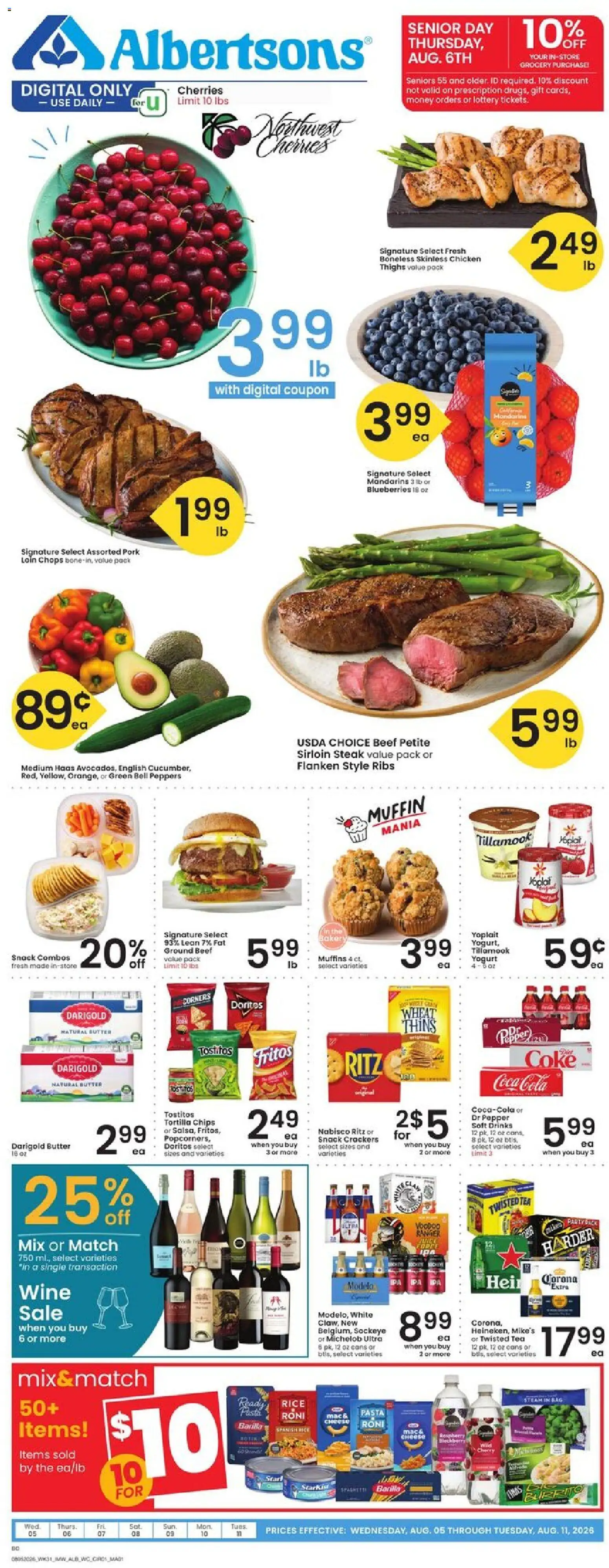 Albertsons Weekly Ad - valid from 08/05/2026 | Page: 1 | Products: Peppers, Butter, Pasta, Pepper