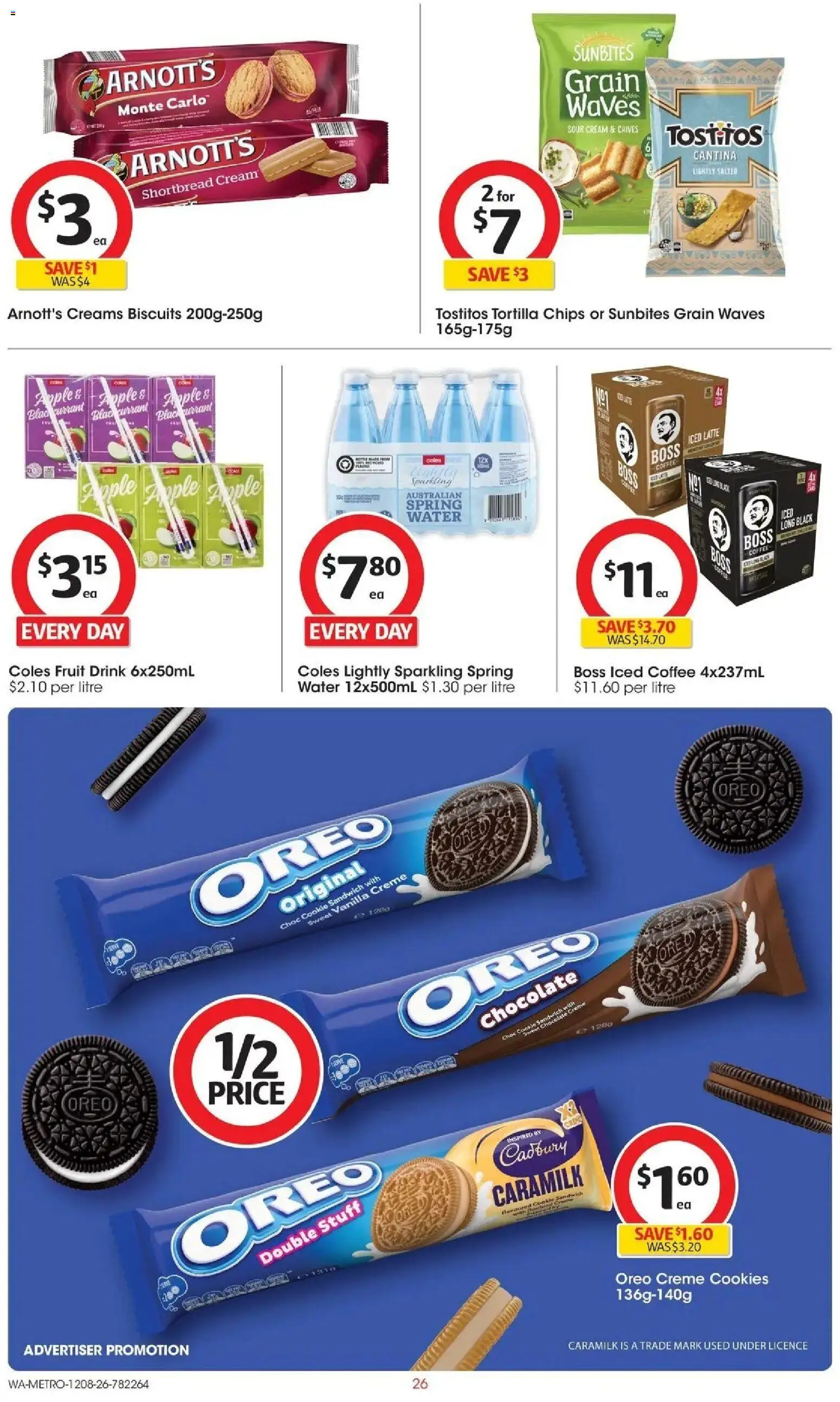 Coles catalogue - valid from 12/08/2026 | Page: 26 | Products: Spring water, Cream, Biscuits, Oreo