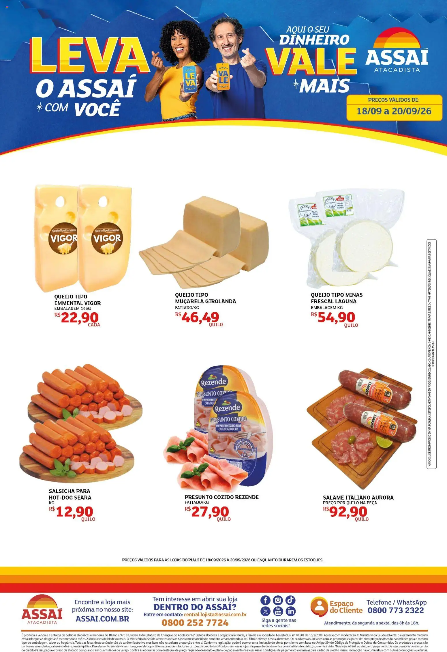 Assaí Atacadista Folheto - válido de 18/09/2026 | Página: 1 | Produtos: Bebidas, Salame, Pneus, Telefone