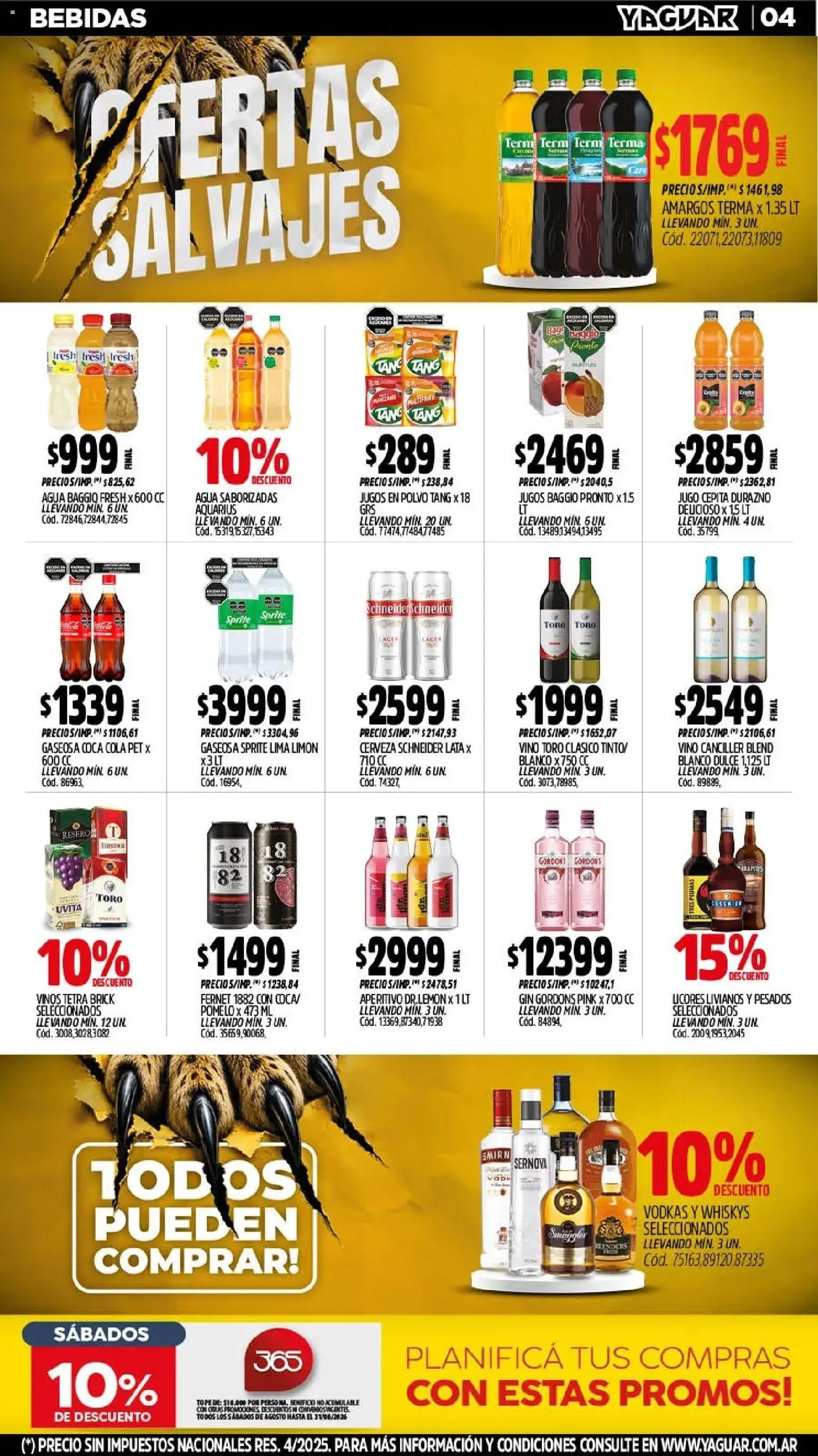 Yaguar - Oferta Semanal Chaco │ válido desde el 10/08/2026 | Página: 5 | Productos: Sprite, Polvo, Gin, Cerveza