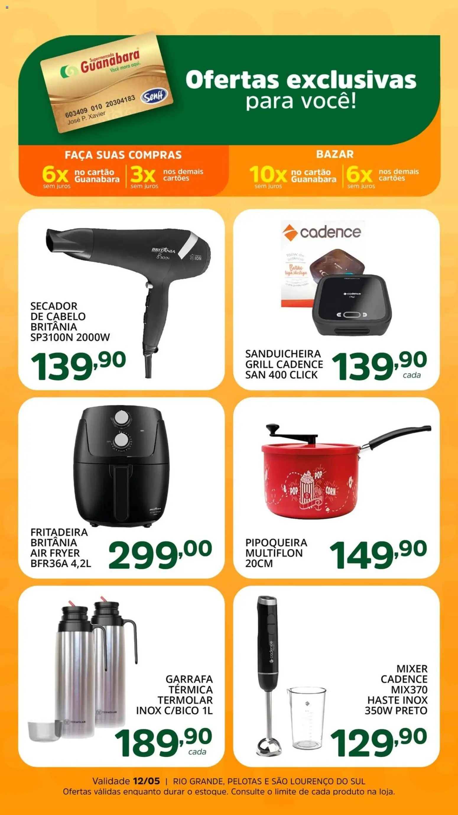 Supermercado Guanabara Folheto - válido de 01.05.2026 | Página: 1 | Produtos: Secador, Sanduicheira, Air fryer, Pipoqueira