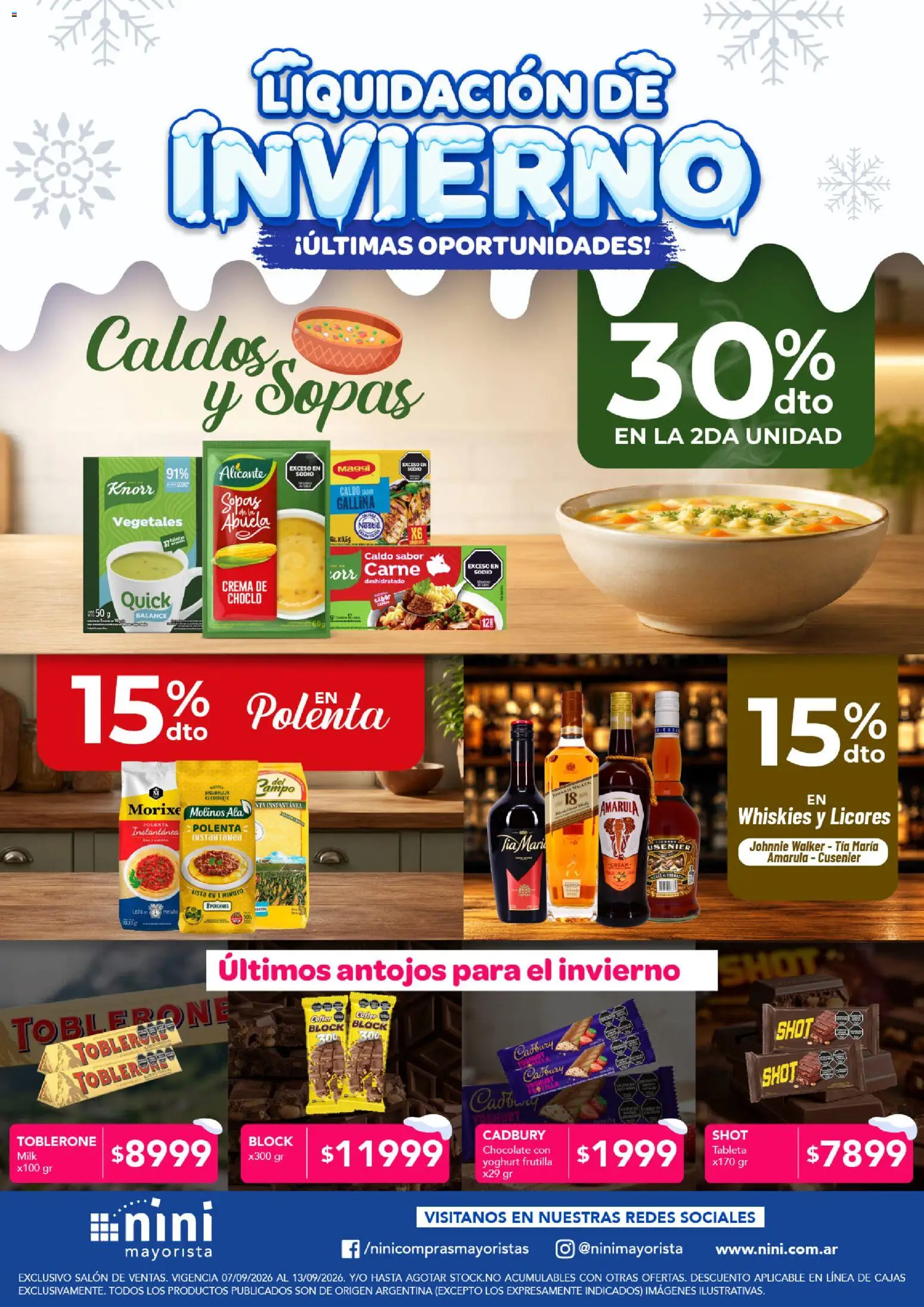 NINI Mayorista -  Liquidación de invierno │ válido desde el 07/09/2026 | Página: 1 | Productos: Tableta, Choclo, Frutilla, Chocolate