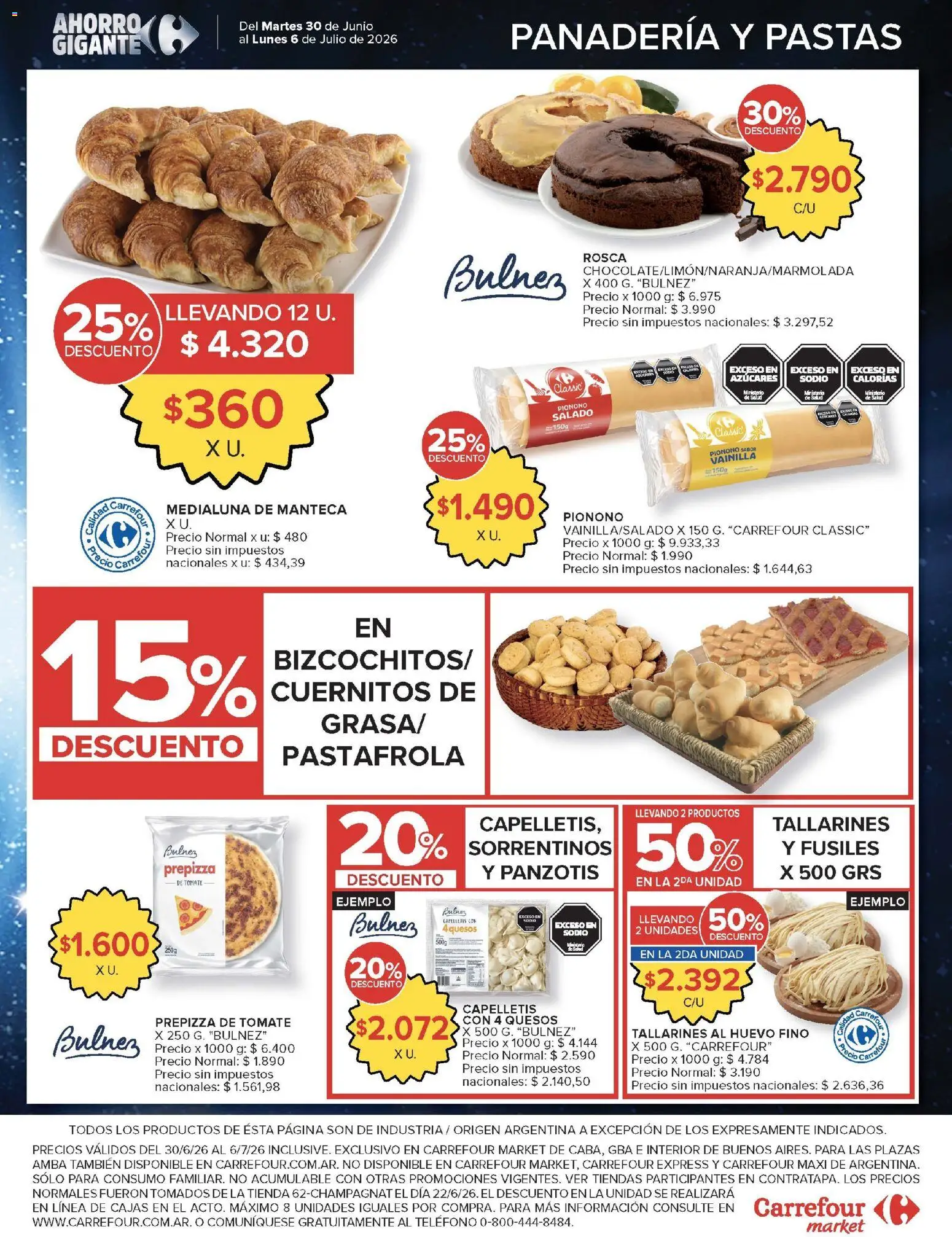 Carrefour Market catálogo │ válido desde el 30/06/2026 | Página: 12 | Productos: Teléfono, Panadería, Manteca, Pionono
