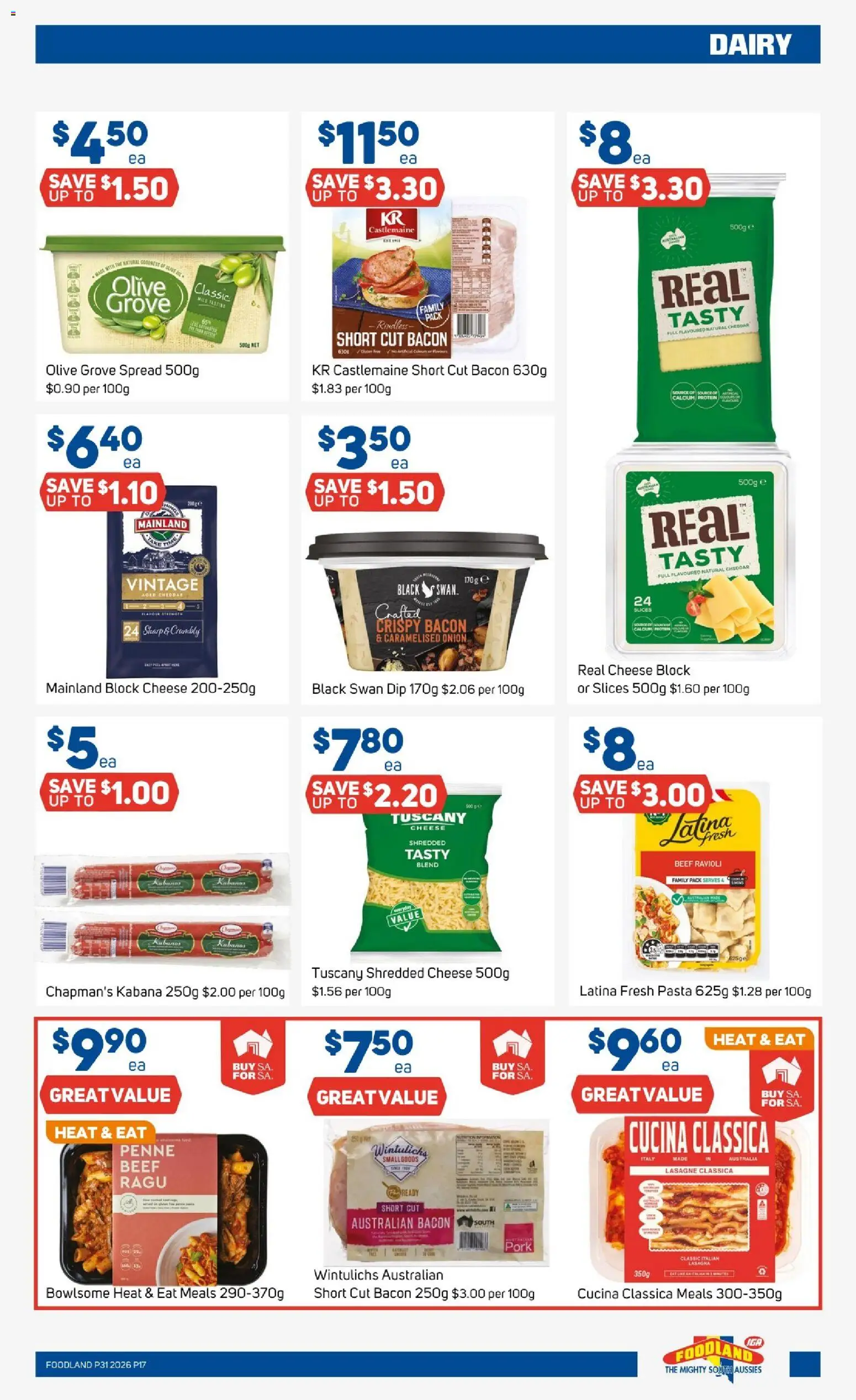 Foodland catalogue - valid from 29/07/2026 | Page: 17 | Products: Dairy, Cheese, Pork, Pasta