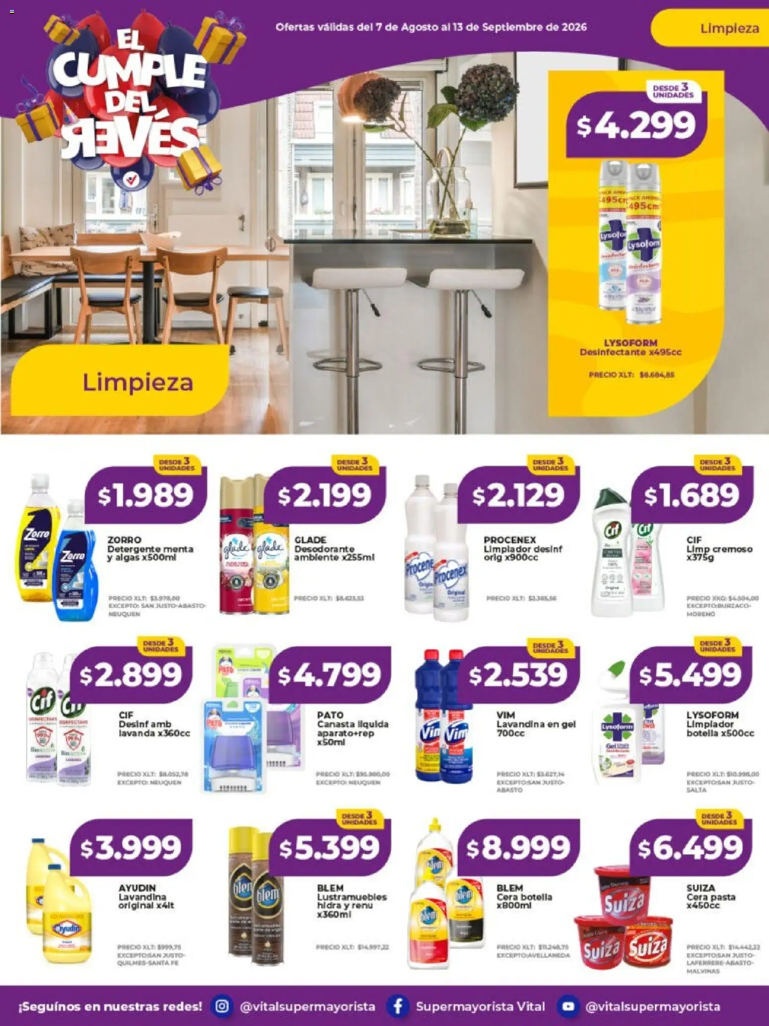 Vital - Ofertas │ válido desde el 07/09/2026 | Página: 10 | Productos: Desinfectante, Lustramuebles, Lavandina, Canasta