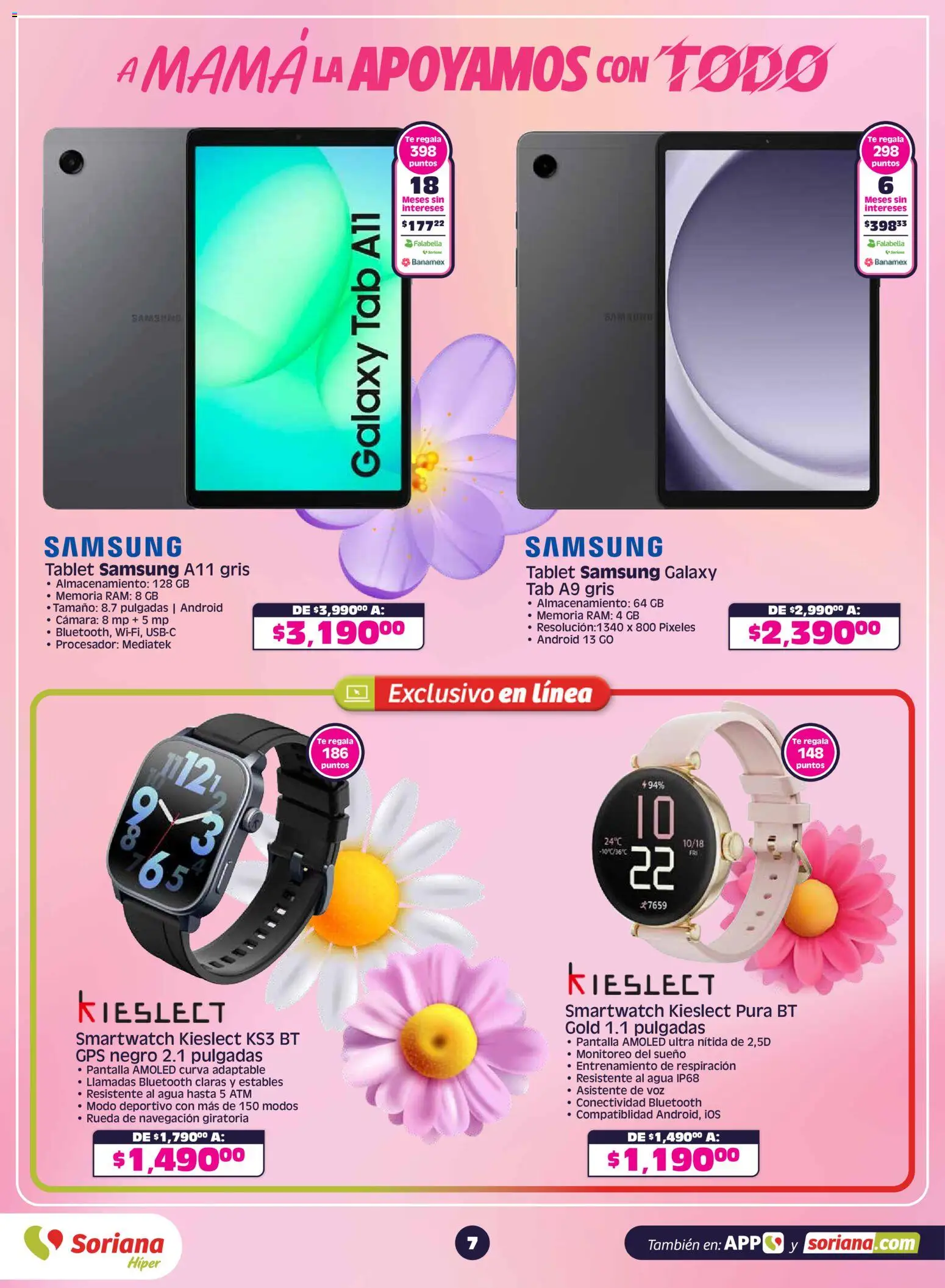 Nuevas ofertas de Soriana válidas en toda la República Mexicana desde el 30.04.2026. ¡Encuentra las mejores ofertas en Soriana A mamá la apoyamos con todo Híper Nacional! | Página: 8 | Productos: Tablet, Cámara, Navegación, Té
