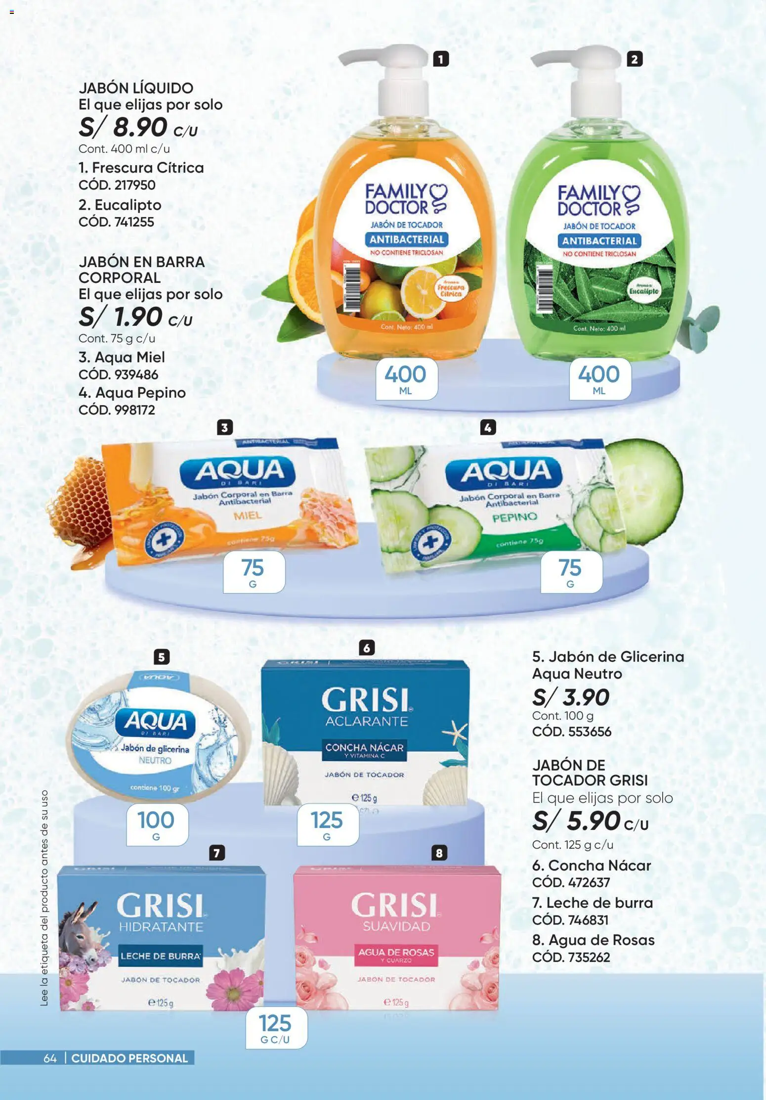 Catálogo Azzorti válido desde 31/08/2026 | Página: 64 | Productos: Jabón, Leche, Pepino, Agua