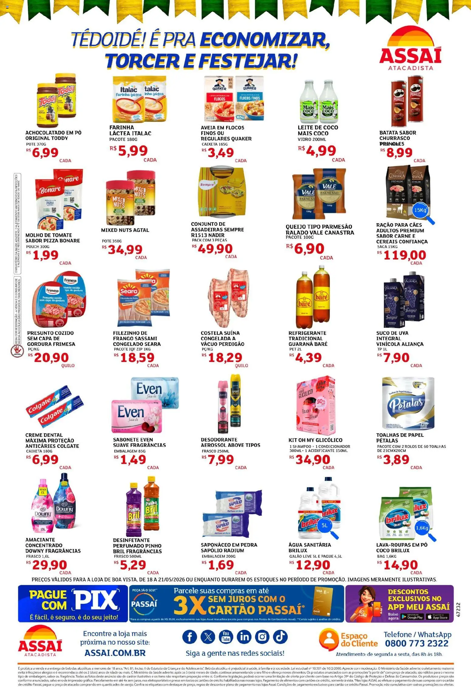 Assaí Atacadista Folheto - válido de 18.05.2026 | Página: 2 | Produtos: Coco, Telefone, Creme dental, Desinfetante
