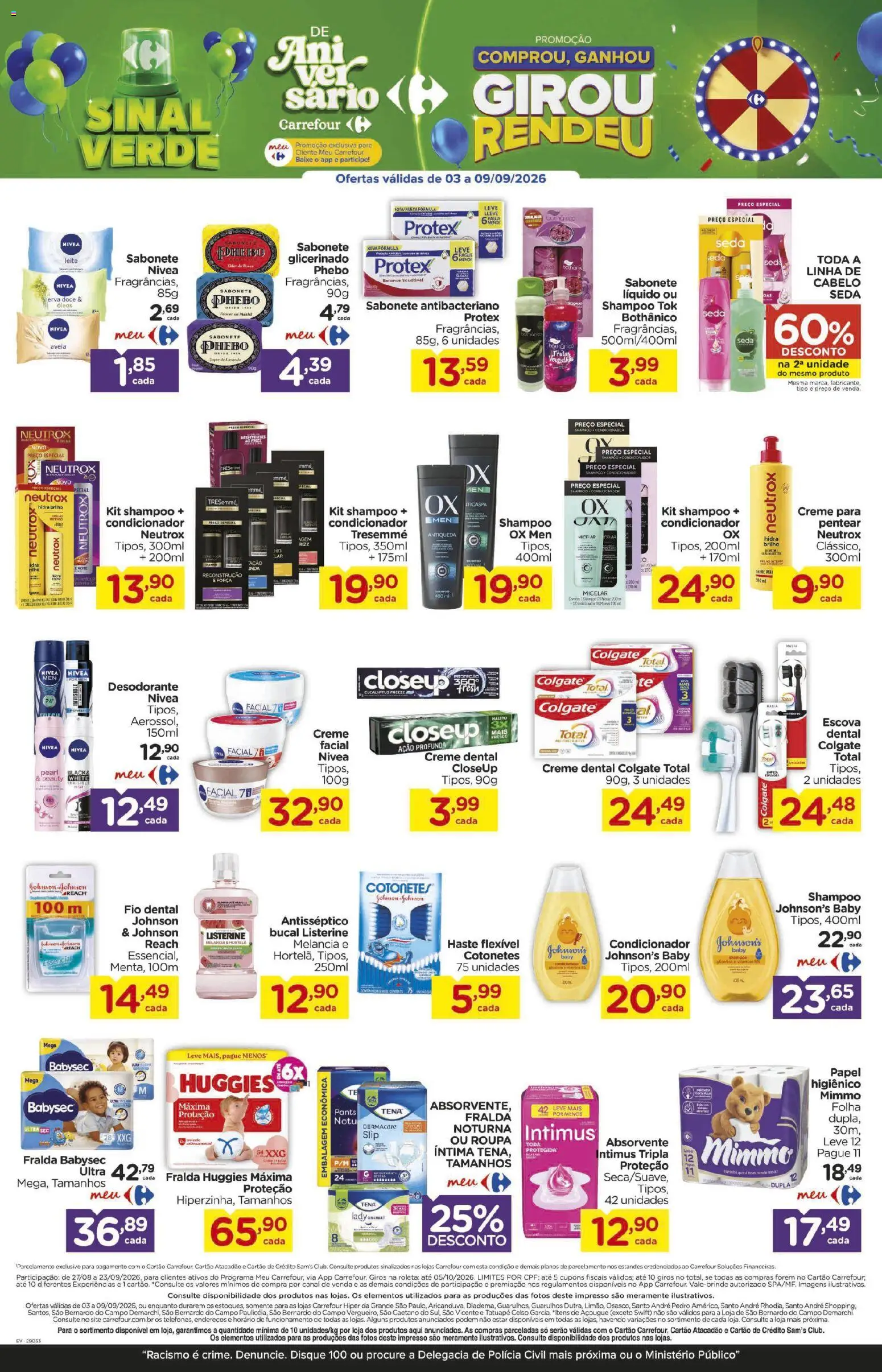 Carrefour Folheto - válido de 03/09/2026 | Página: 12 | Produtos: Creme dental colgate total, Listerine, Doce, Absorvente