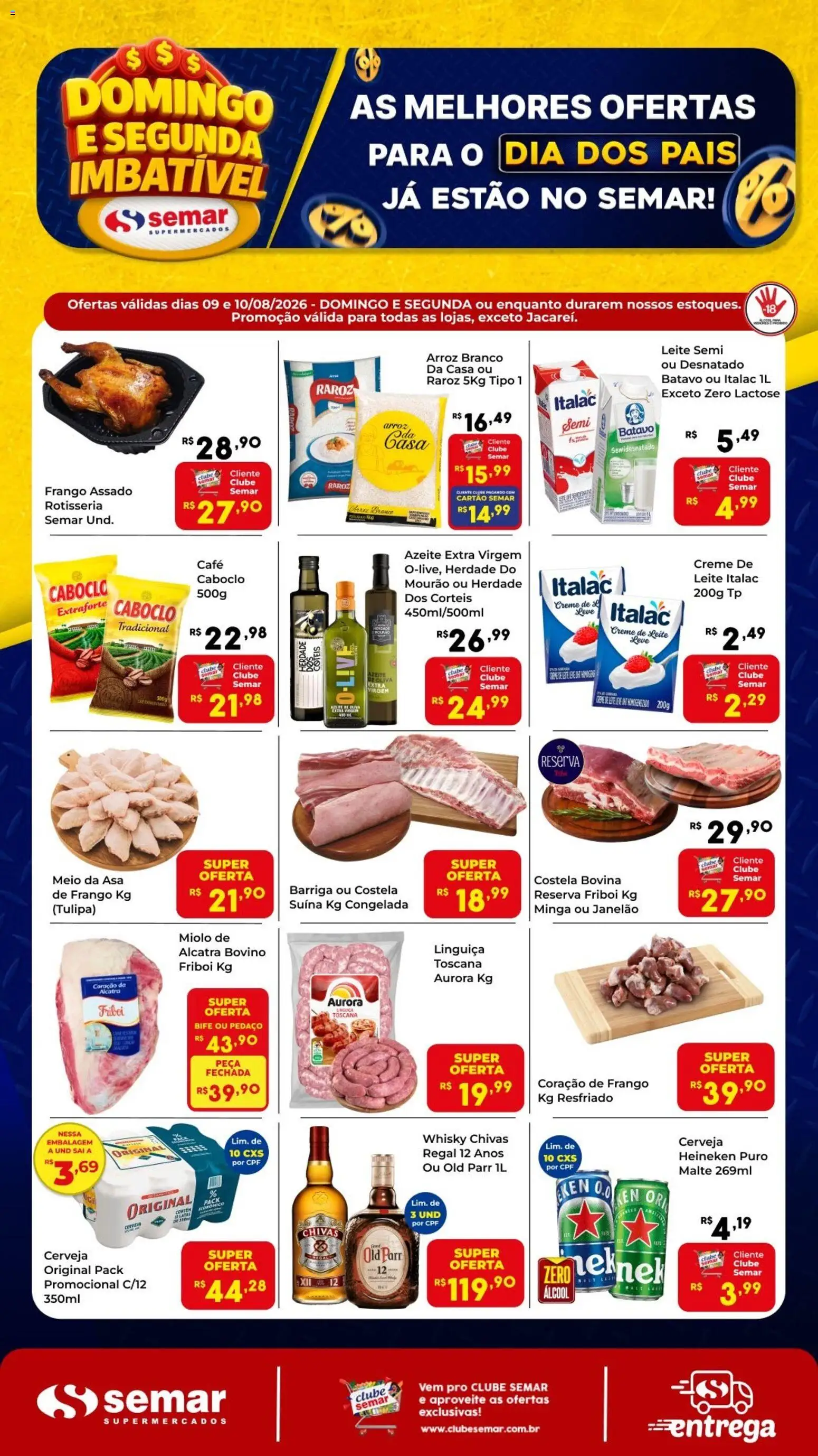 Semar Supermercado Folheto - válido de 09/08/2026 | Página: 2 | Produtos: Leite, Arroz, Heineken, Creme de leite