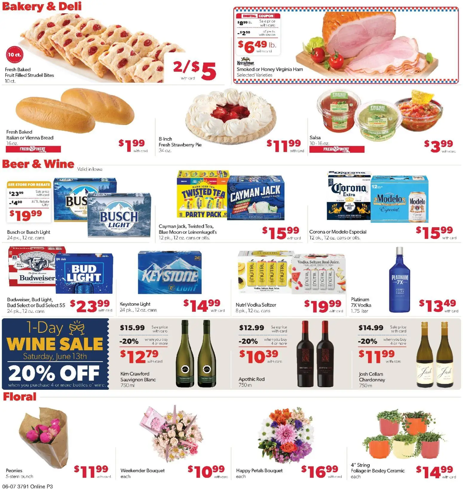 Family Fare Weekly Ad - IA - valid from 07.06.2026 | Page: 7 | Products: Bakery, Ham, Juice, Tea