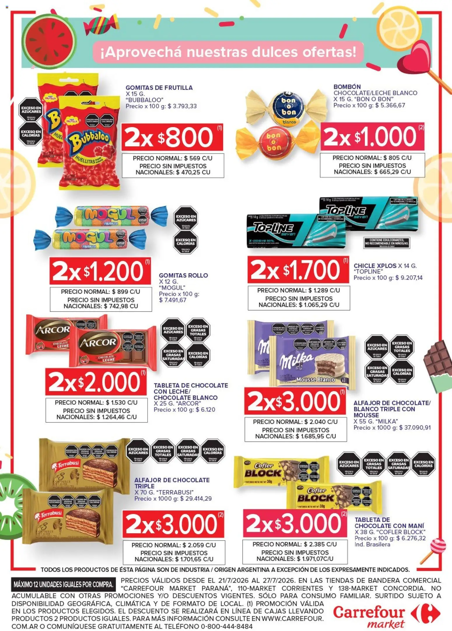 Carrefour Market - Market Corrientes │ válido desde el 21/07/2026 | Página: 5 | Productos: Teléfono, Mani, Chocolate, Alfajor