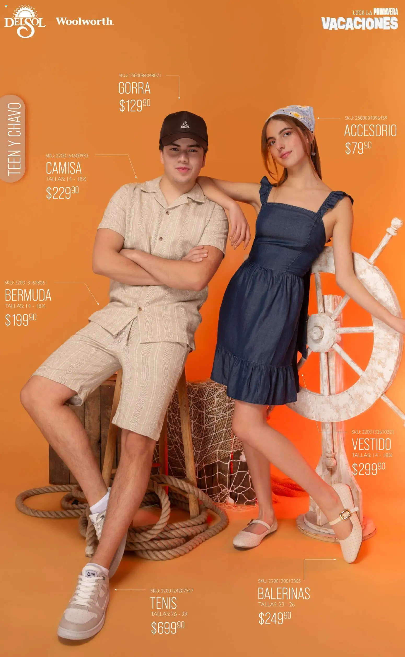 Nuevas ofertas de Del Sol y Woolworth válidas en toda la República Mexicana desde el 19.03.2026. ¡Encuentra las mejores ofertas en Del Sol y Woolworth catálogo Vacaciones 2026 ! | Página: 14 | Productos: Tenis, Gorra, Vestido, Bermuda