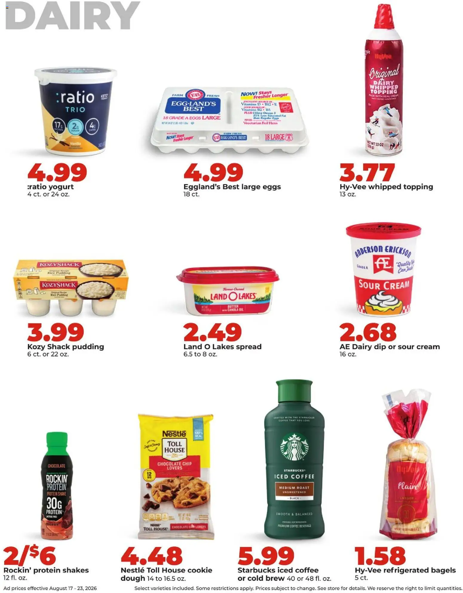 HyVee Weekly Ad - valid from 08/17/2026 | Page: 26 | Products: Sour cream, Rice pudding, Canola oil, Dough
