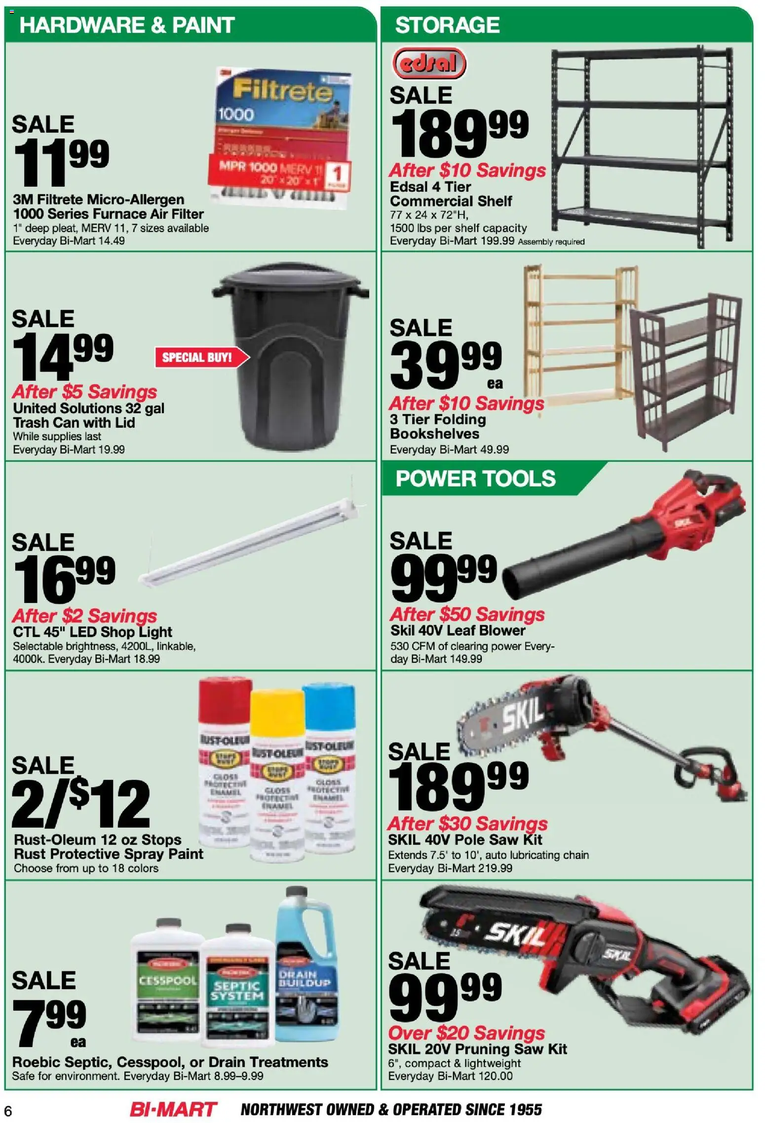 Bi-Mart Memberships Savings Book - valid from 09/15/2026 | Page: 6 | Products: Safe, Shelf, Air Filter, Leaf Blower