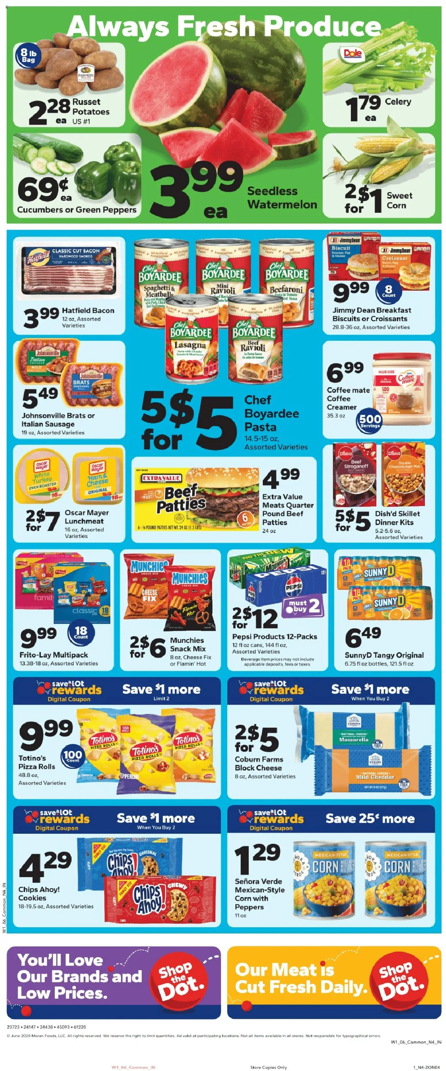Save a Lot - Weekly Ad - valid from 03.06.2026 | Page: 2 | Products: Peppers, Skillet, Cucumbers, Watermelon