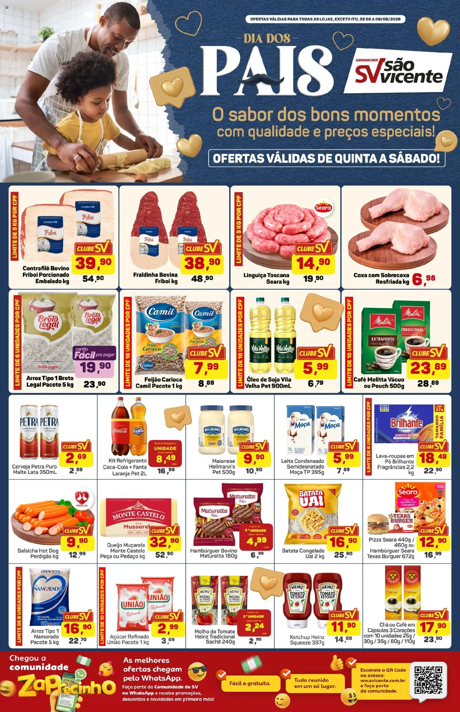 Supermercados São Vicente Folheto - válido de 06/08/2026 | Página: 1 | Produtos: Fanta, Pizza, Chá, Açúcar