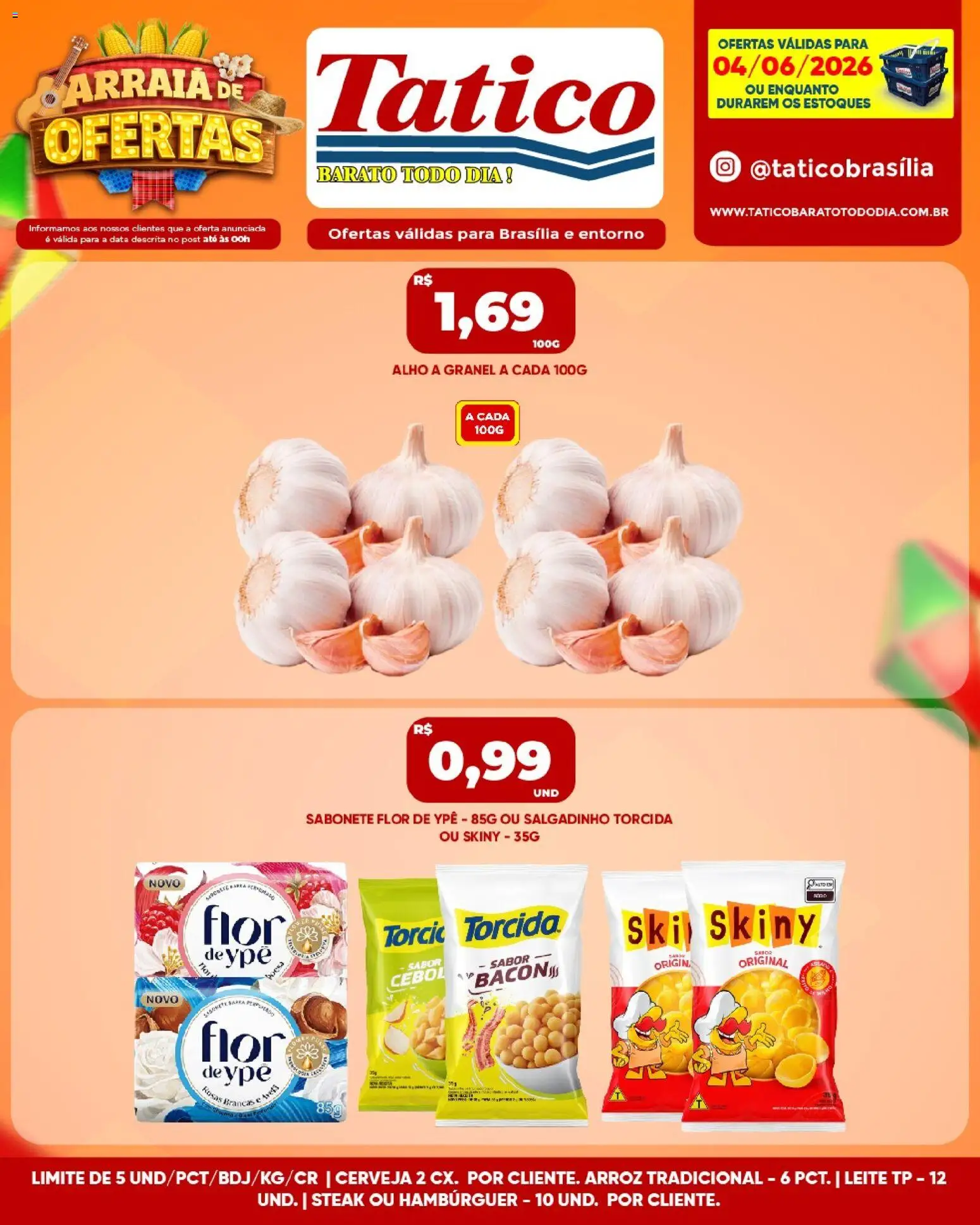 Tatico Folheto - válido de 04.06.2026 | Página: 1 | Produtos: Alho, Leite, Cerveja, Arroz