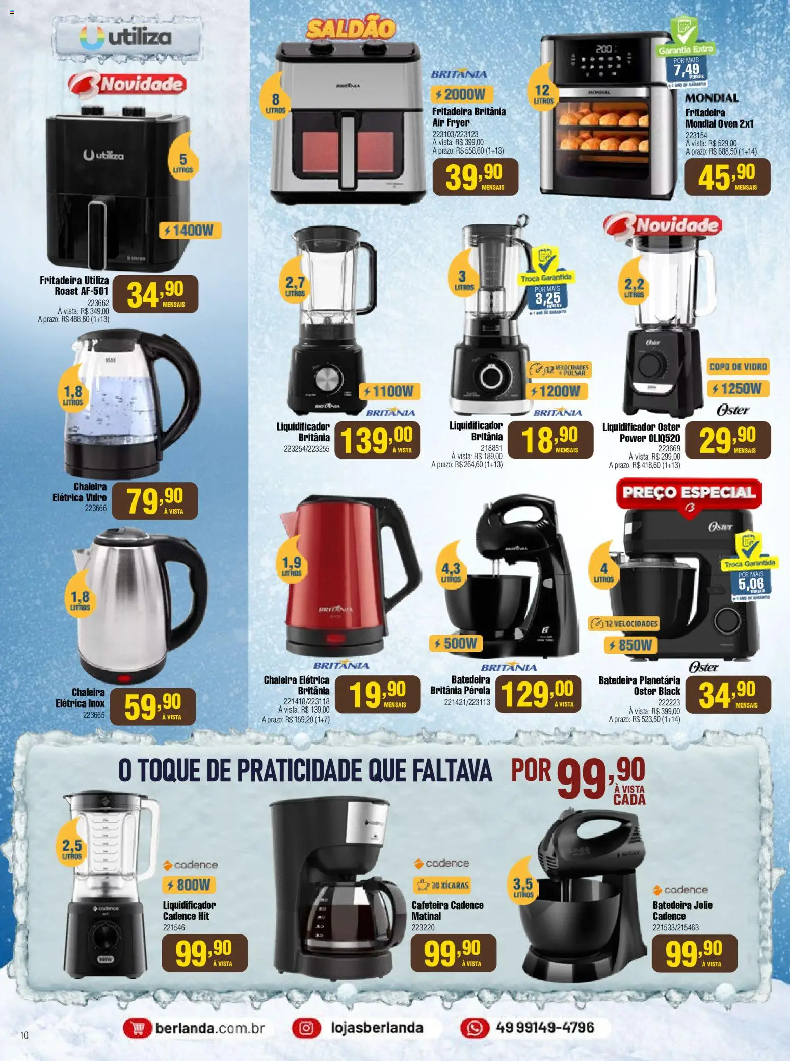 Berlanda Folheto - válido de 01/07/2026 | Página: 10 | Produtos: Chaleira elétrica, Batedeira, Air fryer, Xícaras