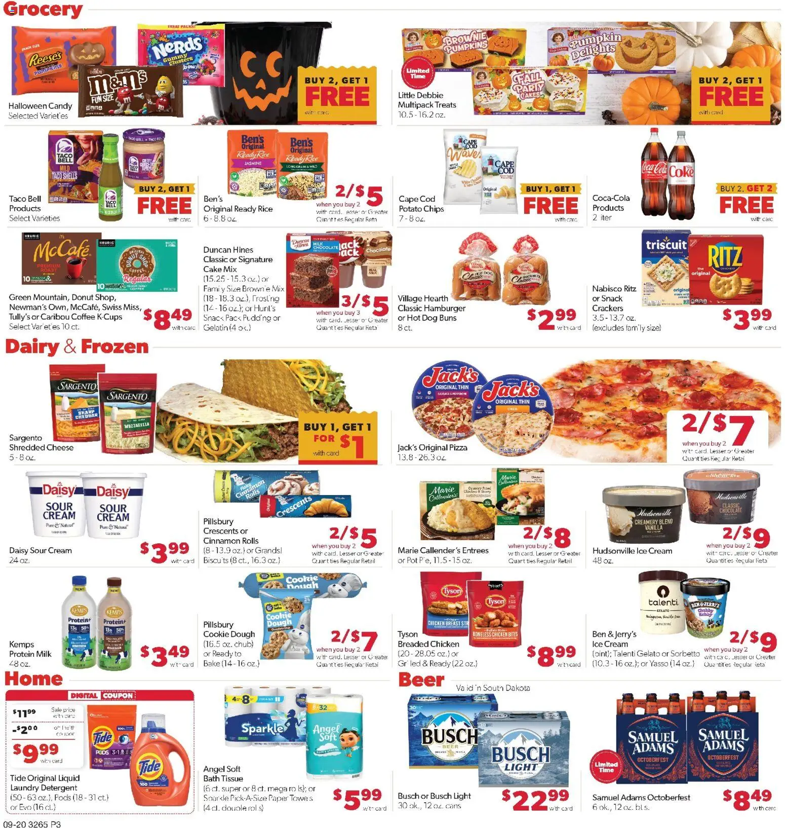 Family Fare Weekly Ad - SD - valid from 09/20/2026 | Page: 3 | Products: Hamburger, Chips, Ice, Donut