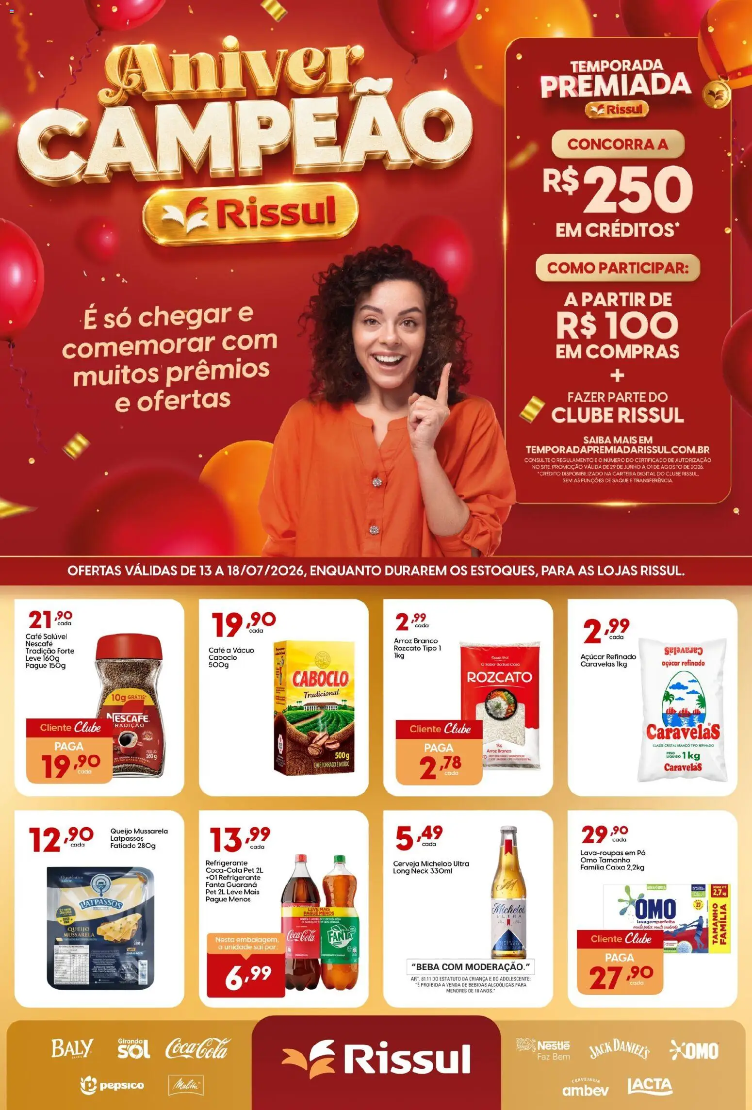 Rissul Folheto - válido de 13/07/2026 | Página: 1 | Produtos: Piso, Saquê, Caixa, Arroz