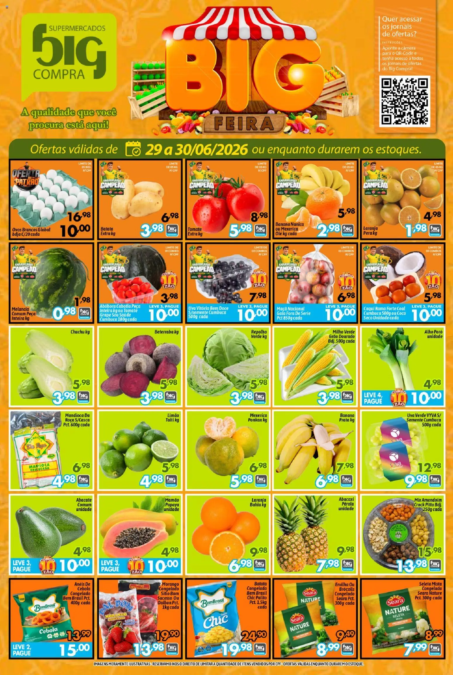 Big Compra Folheto - válido de 29/06/2026 | Página: 1 | Produtos: Pera, Abóbora, Mandioca, Abacaxi