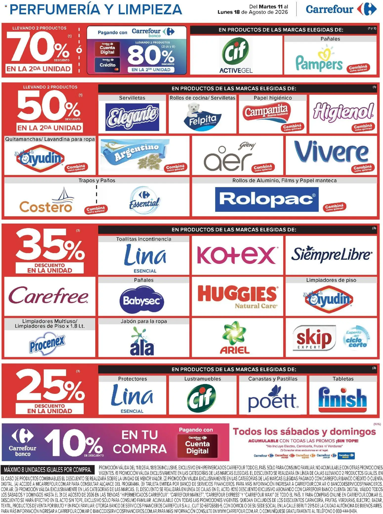 Carrefour ofertas │ válido desde el 11/08/2026 | Página: 16 | Productos: Papel higiénico, Servilletas, Verduras, Papel manteca