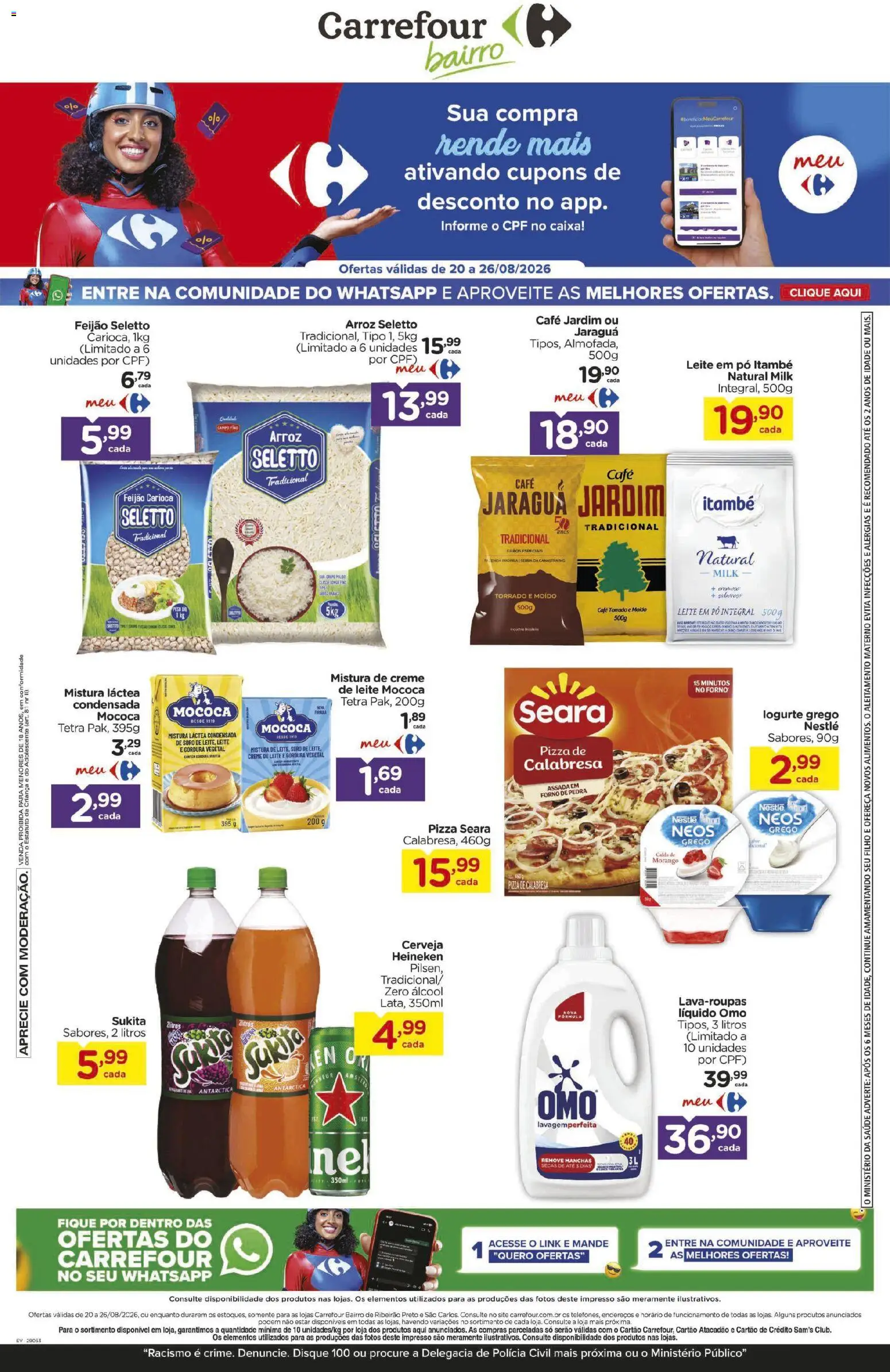 Carrefour Bairro Folheto - válido de 21/08/2026 | Página: 3 | Produtos: Feijão, Caixa, Cerveja, Creme
