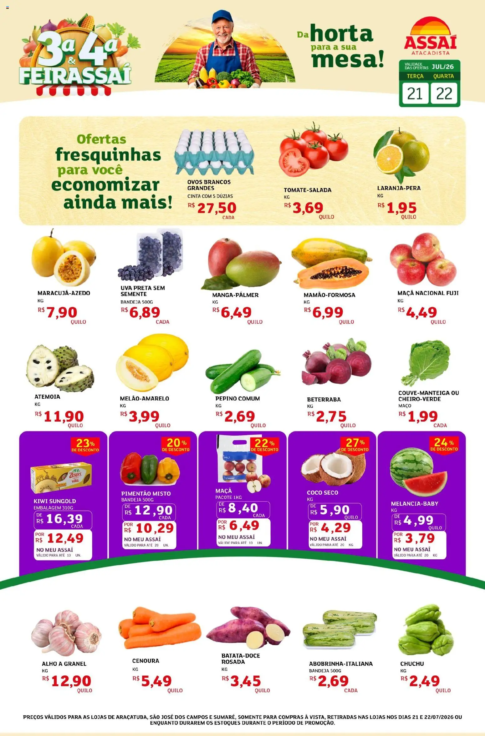 Assaí Atacadista Folheto - válido de 21/07/2026 | Página: 1 | Produtos: Coco, Chuchu, Pimentão, Ovos