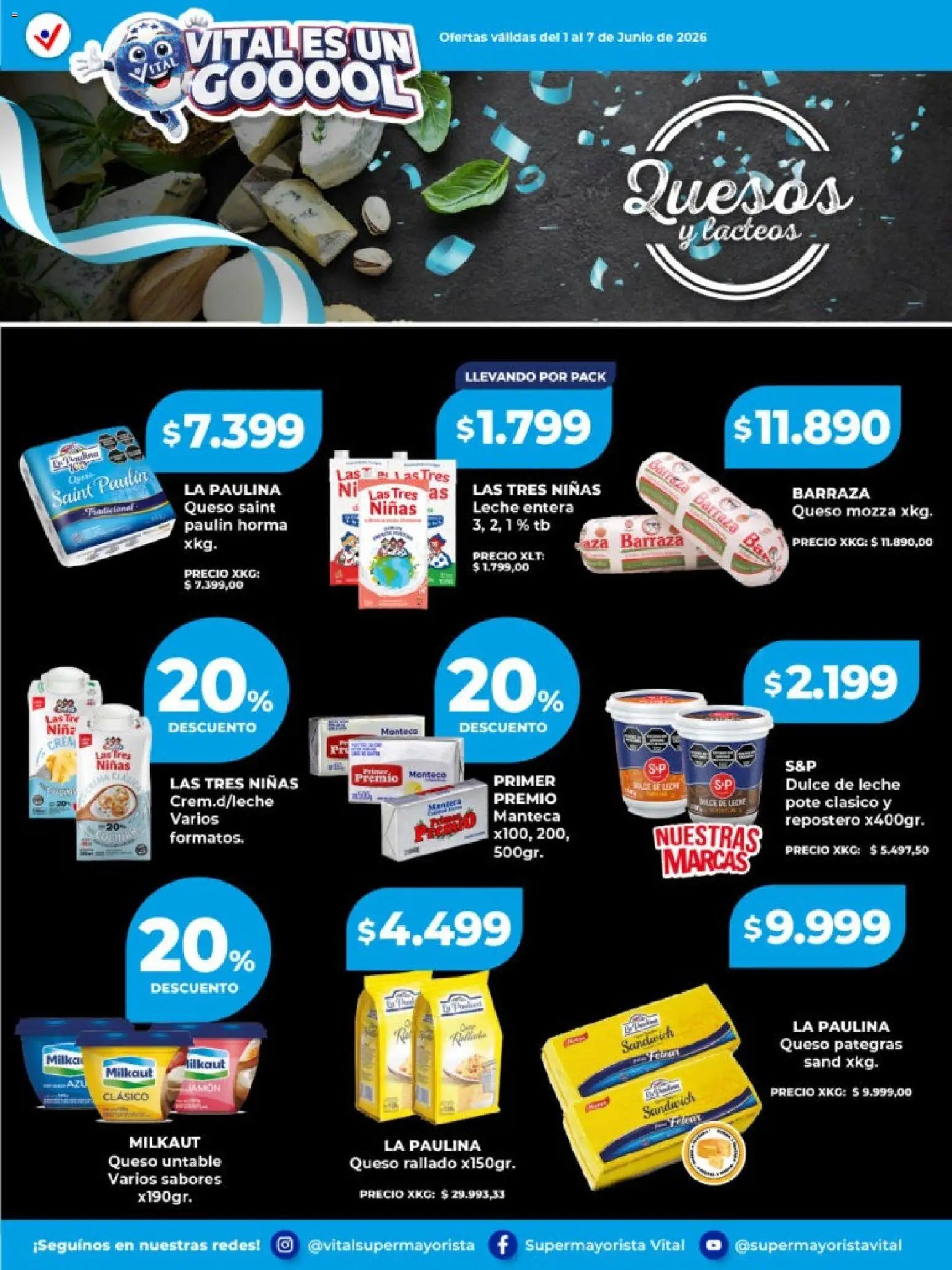 Vital - Especial de frescos │ válido desde el 01.06.2026 | Página: 4 | Productos: Dulce de leche, Leche, Manteca, Queso