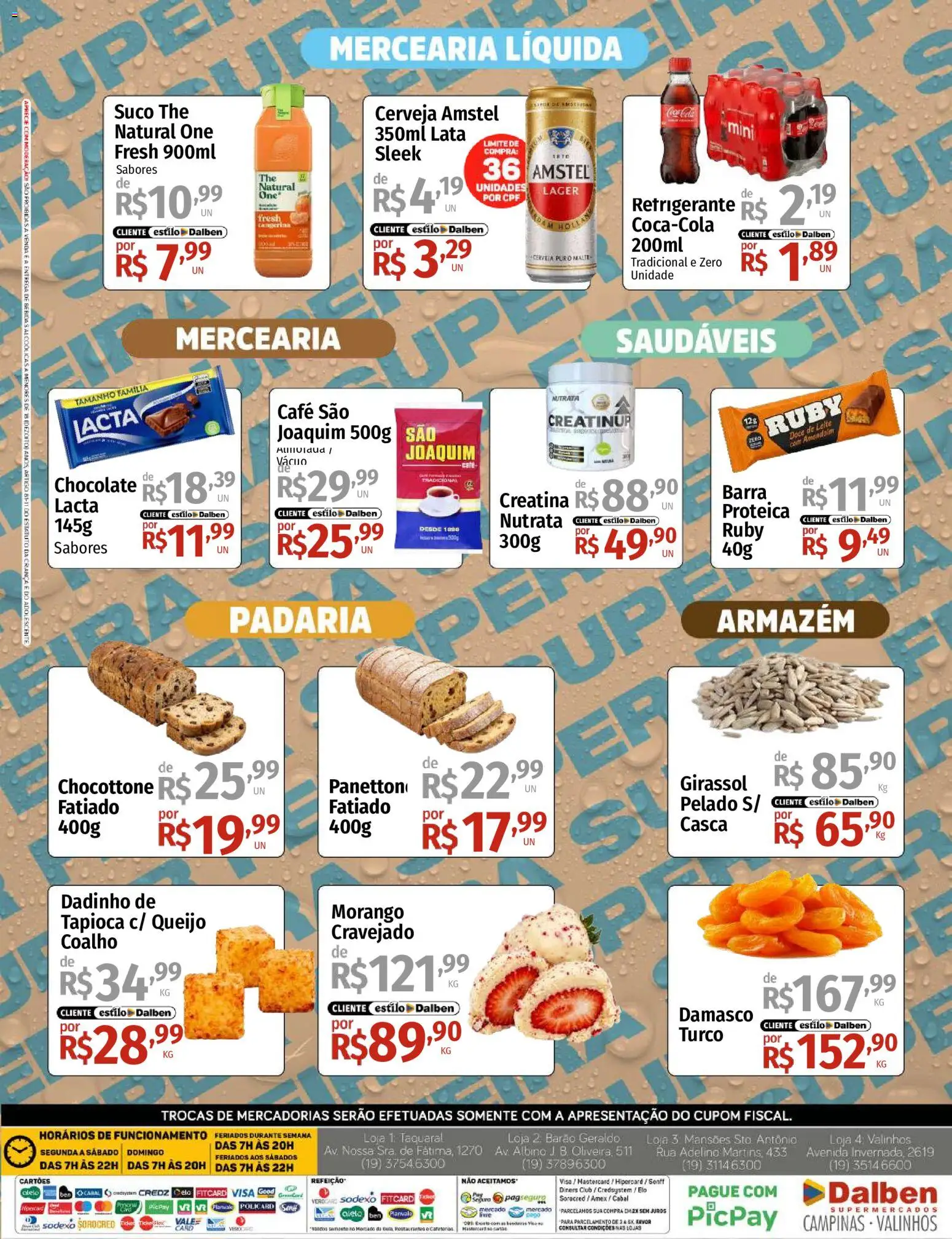 Supermercado Dalben Folheto - válido de 14/09/2026 | Página: 4 | Produtos: Tapioca, Queijo, Chocolate, Cerveja