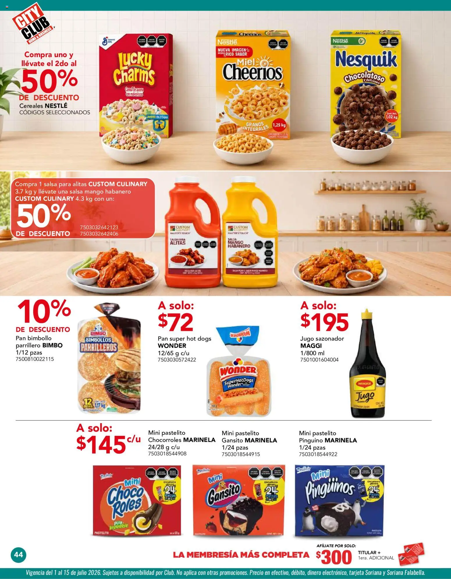 Nuevas ofertas de City Club válidas en toda la República Mexicana desde el 01/07/2026. ¡Encuentra las mejores ofertas en City Club catálogo! | Página: 44 | Productos: Avena, Pan, Jugo, Cereales
